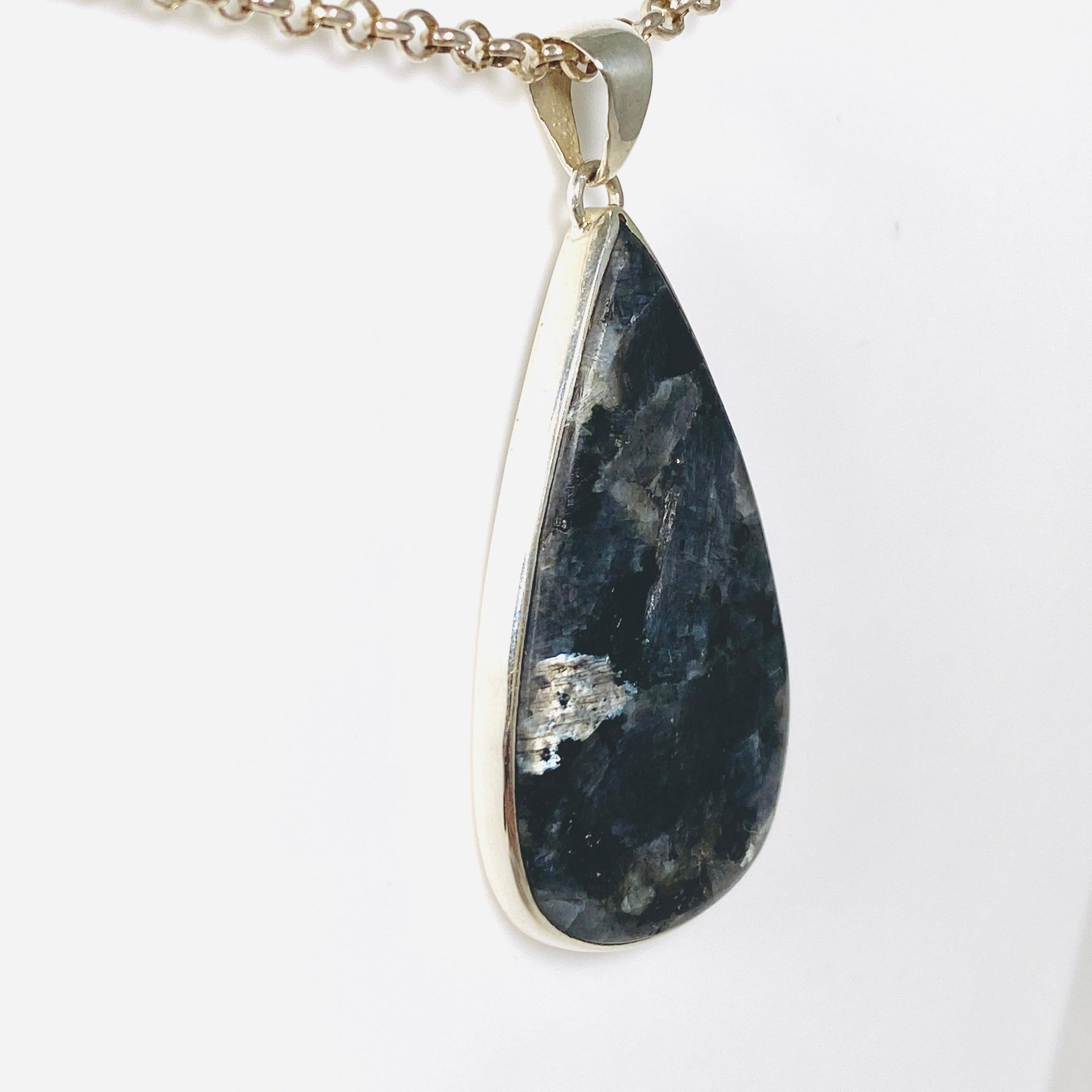 Larvikite Teardrop Pendant Necklace KPGJ3416 - Elegant Crystal Jewelry for Women, Perfect for Everyday Wear & Special Occasions
