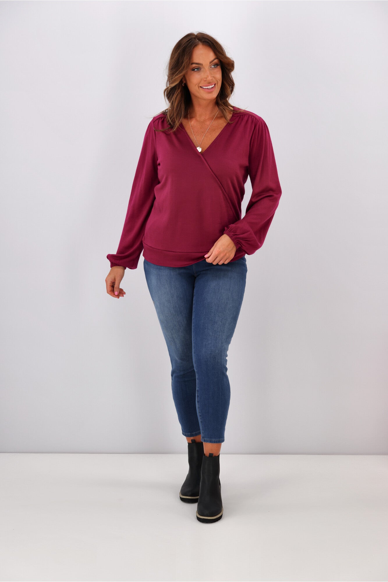 Alpine by Shine On Petra Crossover Merino Wool Top for Women - Soft & Breathable Orchid Purple Long Sleeve Shirt - Perfect for Hiking, Travel & Outdoor Activities