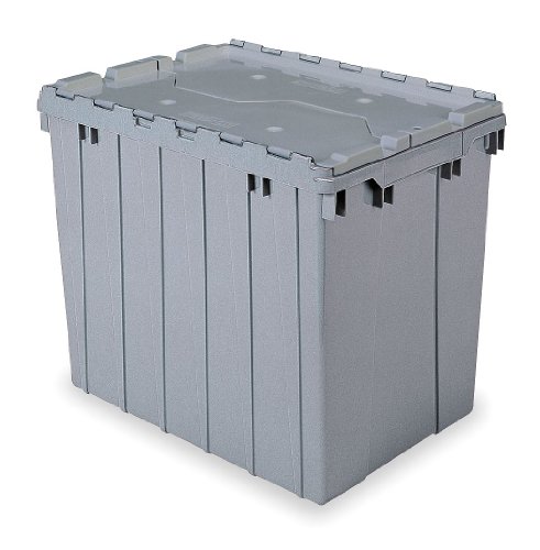 2.28 Cu Ft Gray Attached Lid Storage Container - Durable Plastic Bin for Home Organization, Garage & Closet Storage