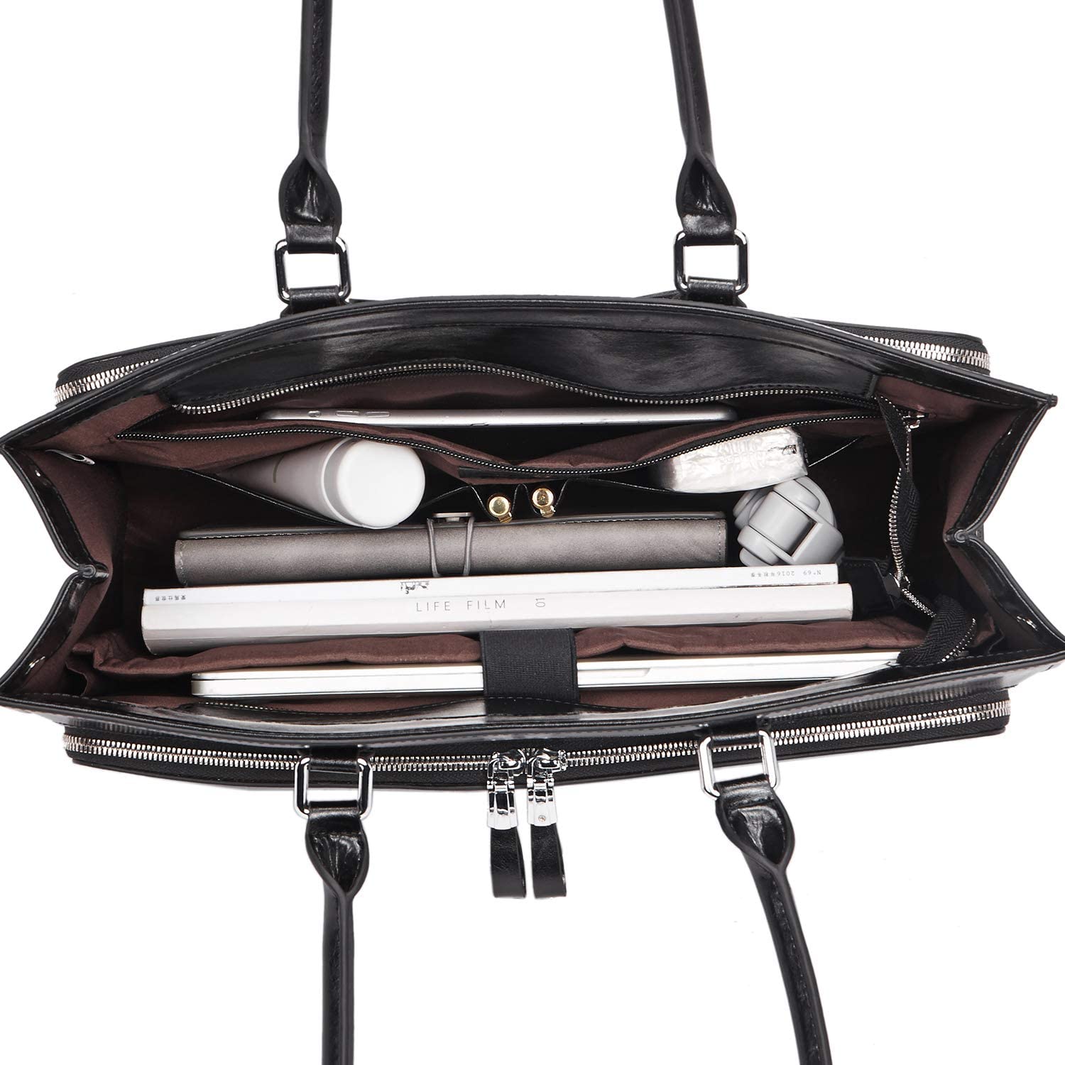 BOSTANTEN Vintage Leather Briefcase for Women - 15.6 Inch Laptop Bag Business Tote Shoulder Handbag with RFID Blocking & Credit Card Holder - Perfect for Office, Travel, and Professional Meetings (Black)