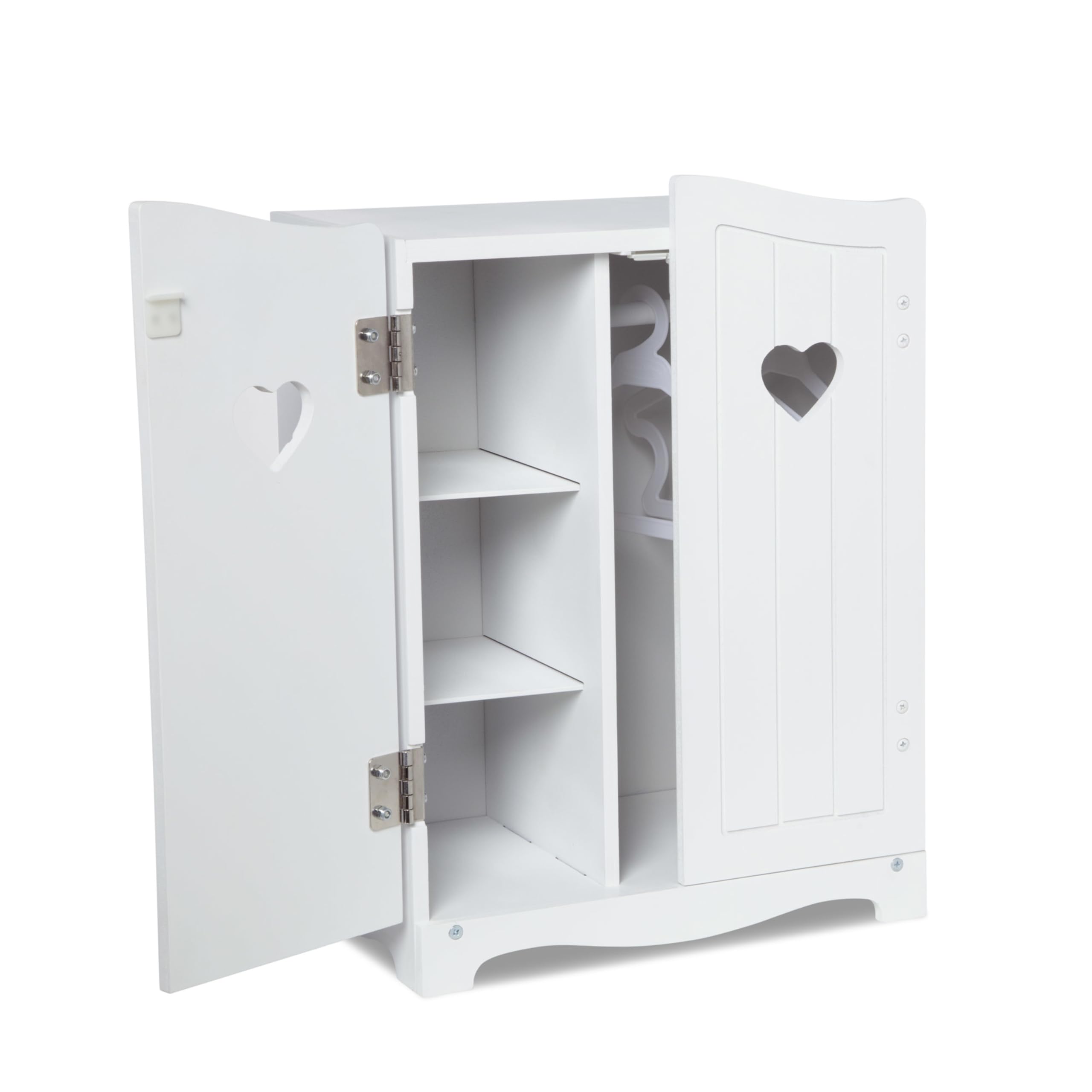 Melissa & Doug Wooden Doll Wardrobe - White Play Armoire for Dolls & Stuffed Animals (17.3