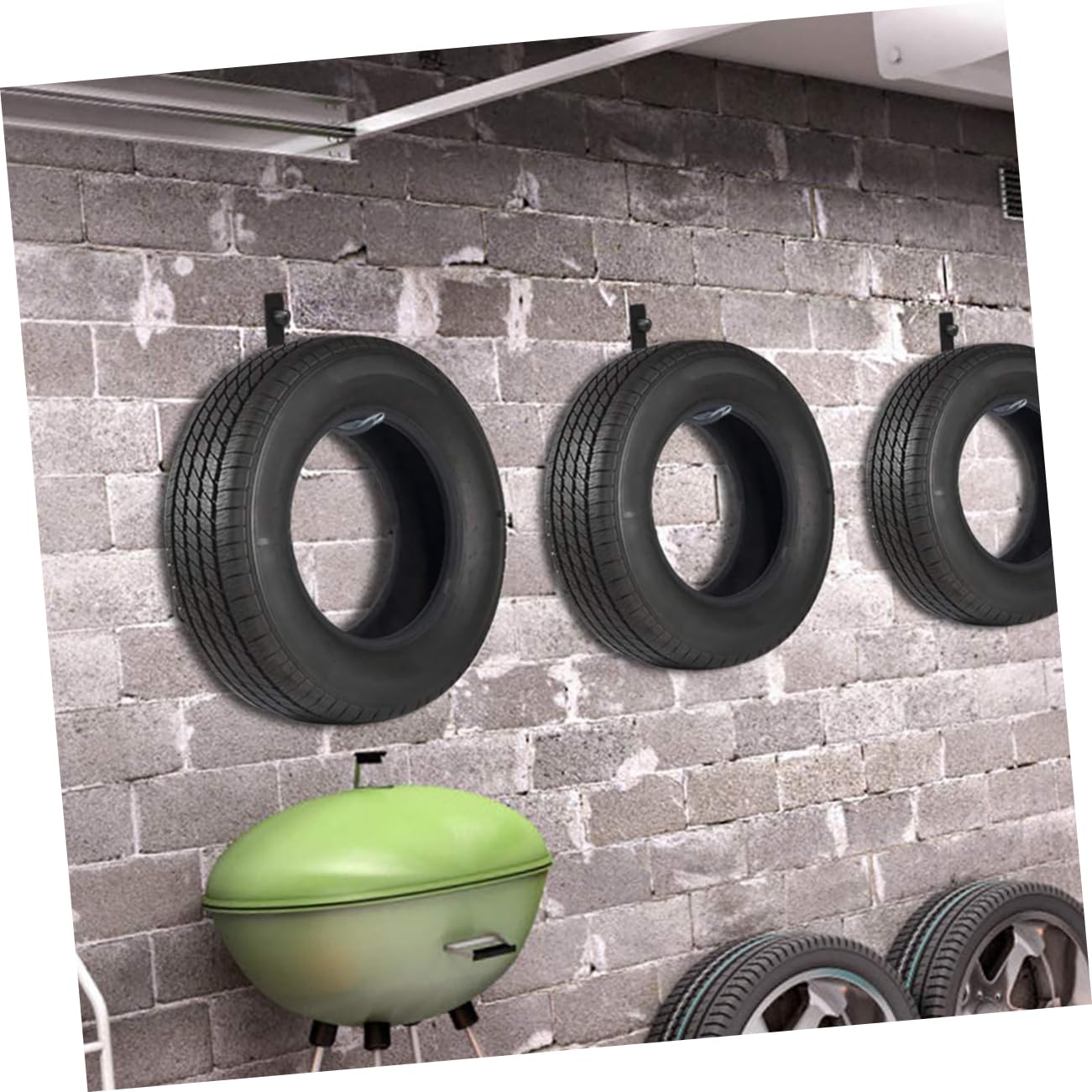 Mikinona 24-Piece Wall Mounted Tire Rack - Heavy Duty & Lightweight Storage Organizer for Car Tires, Yard Tools, Garage Equipment - Perfect for Garage, Basement & Workshop Organization
