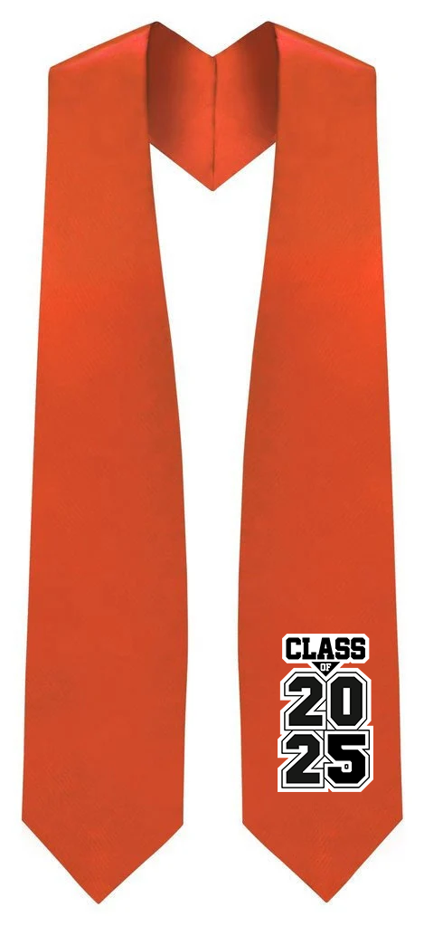 2024 & 2025 Graduation Stoles - Orange Sash for High School & College Graduation Ceremony - Perfect for Graduation Photos, Commencement & Senior Events