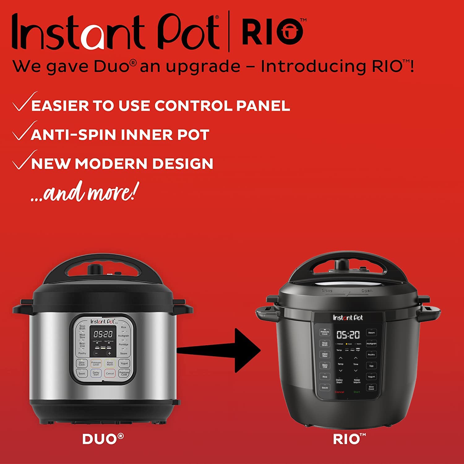 Instant Pot RIO 7-in-1 Electric Multi-Cooker - 6 Quart Pressure Cooker, Slow Cooker, Rice Cooker, Steamer, Sauté Pan, Yogurt Maker & Food Warmer with Smart App (800+ Recipes) - Perfect for Meal Prep, Family Dinners & Healthy Cooking
