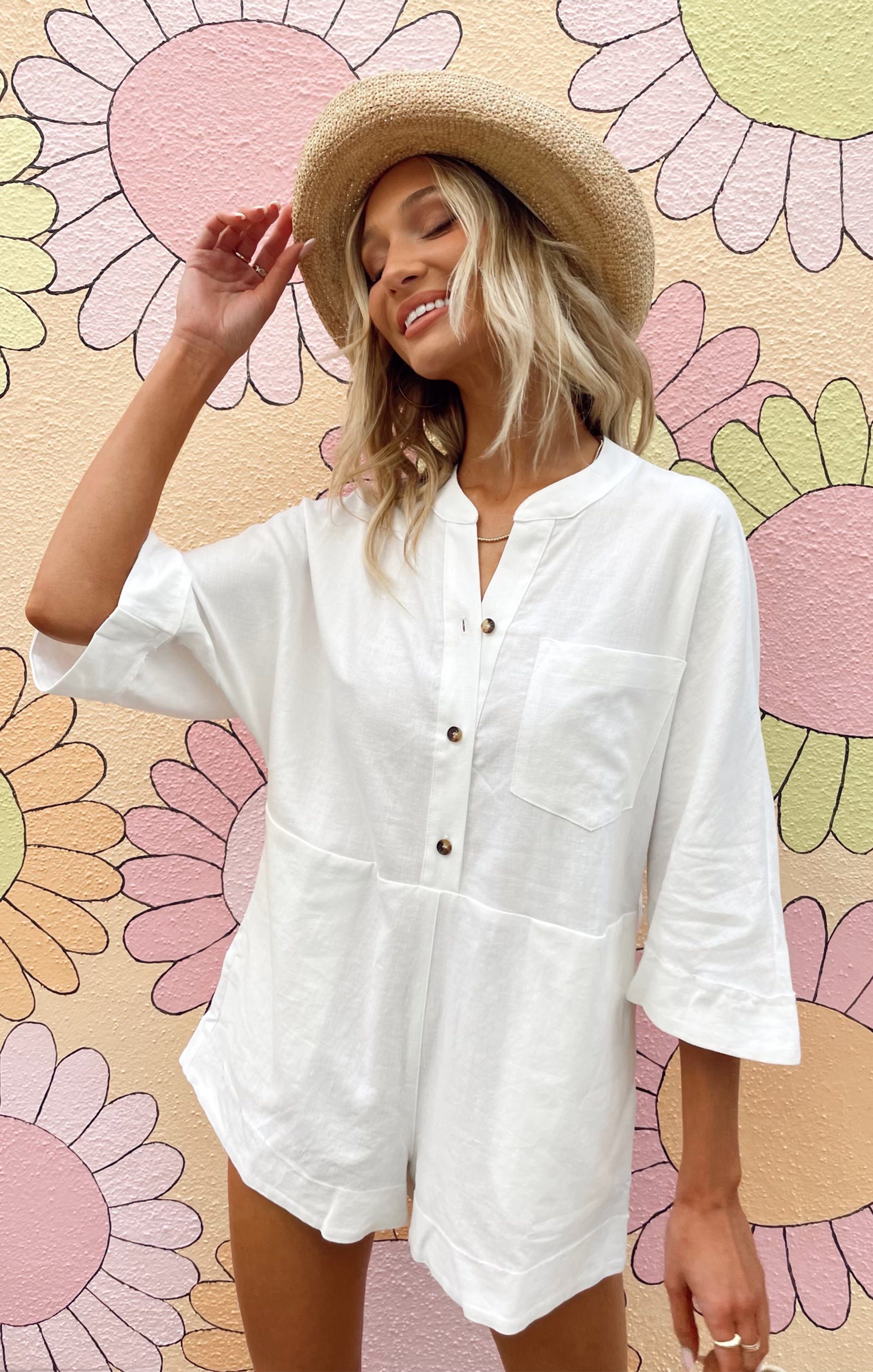 Horton Romper - White Linen Baby Jumpsuit | Soft & Breathable Cotton Outfit for Newborns & Toddlers | Perfect for Summer, Playdates & Photo Shoots