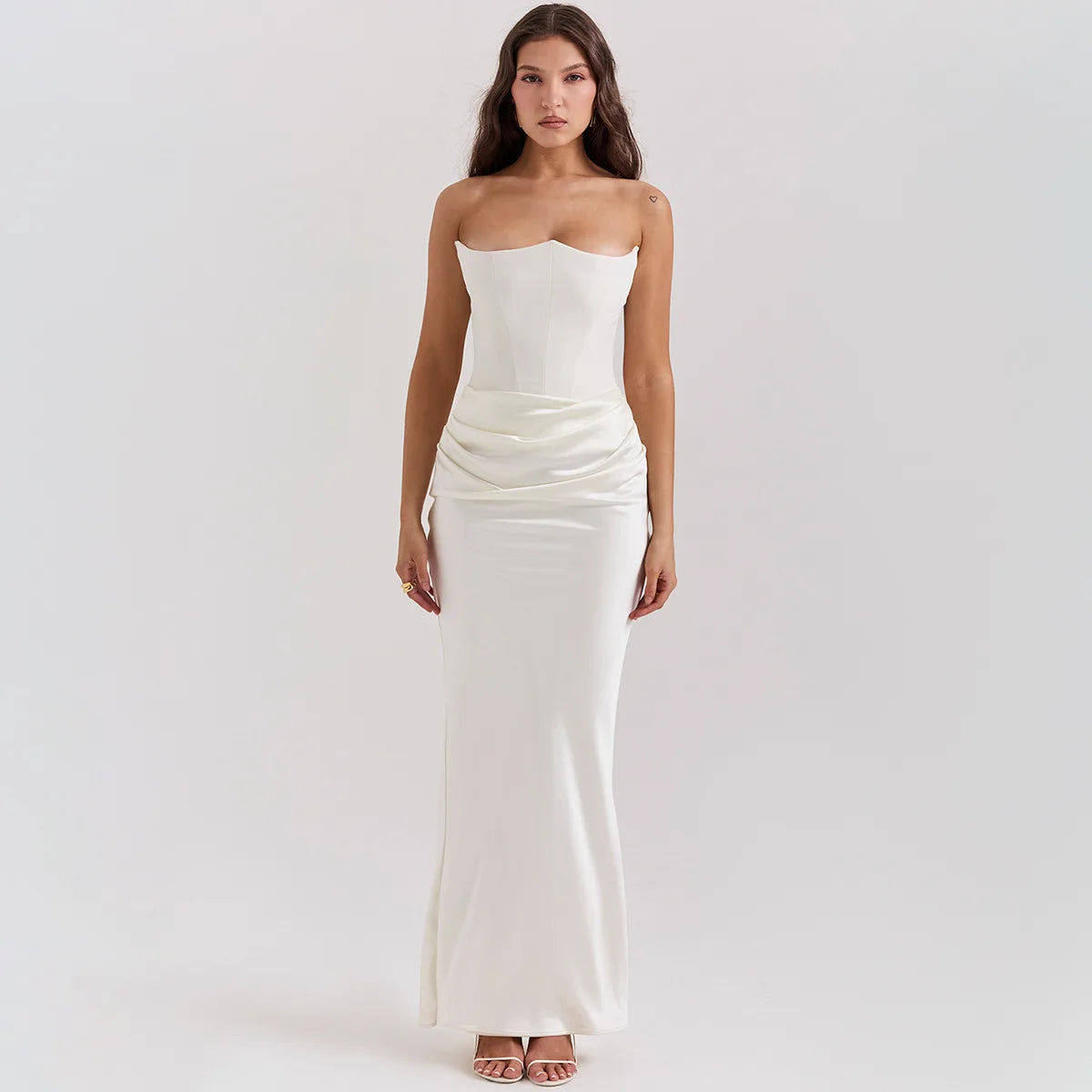 Elegant Black Velvet Strapless Corset Maxi Dress for Women - Perfect for Weddings, Parties & Formal Occasions | Sexy Satin Long Evening Gown with Boning for Special Events
