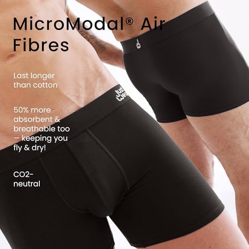 JustWears Men's Boxer Briefs 3-Pack - Anti-Chafing Underwear for Comfort & Support - Perfect for Workout, Travel & Everyday Wear