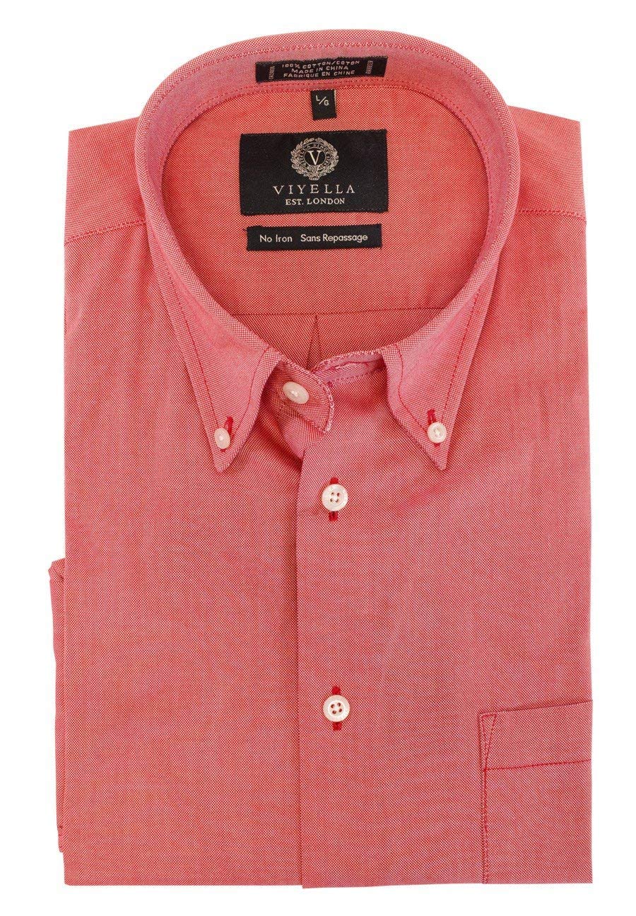 Viyella Non-Iron Solid Oxford Long Sleeve Button Down Collar Dress Shirt for Men - Perfect for Business Casual, Office Wear & Formal Occasions