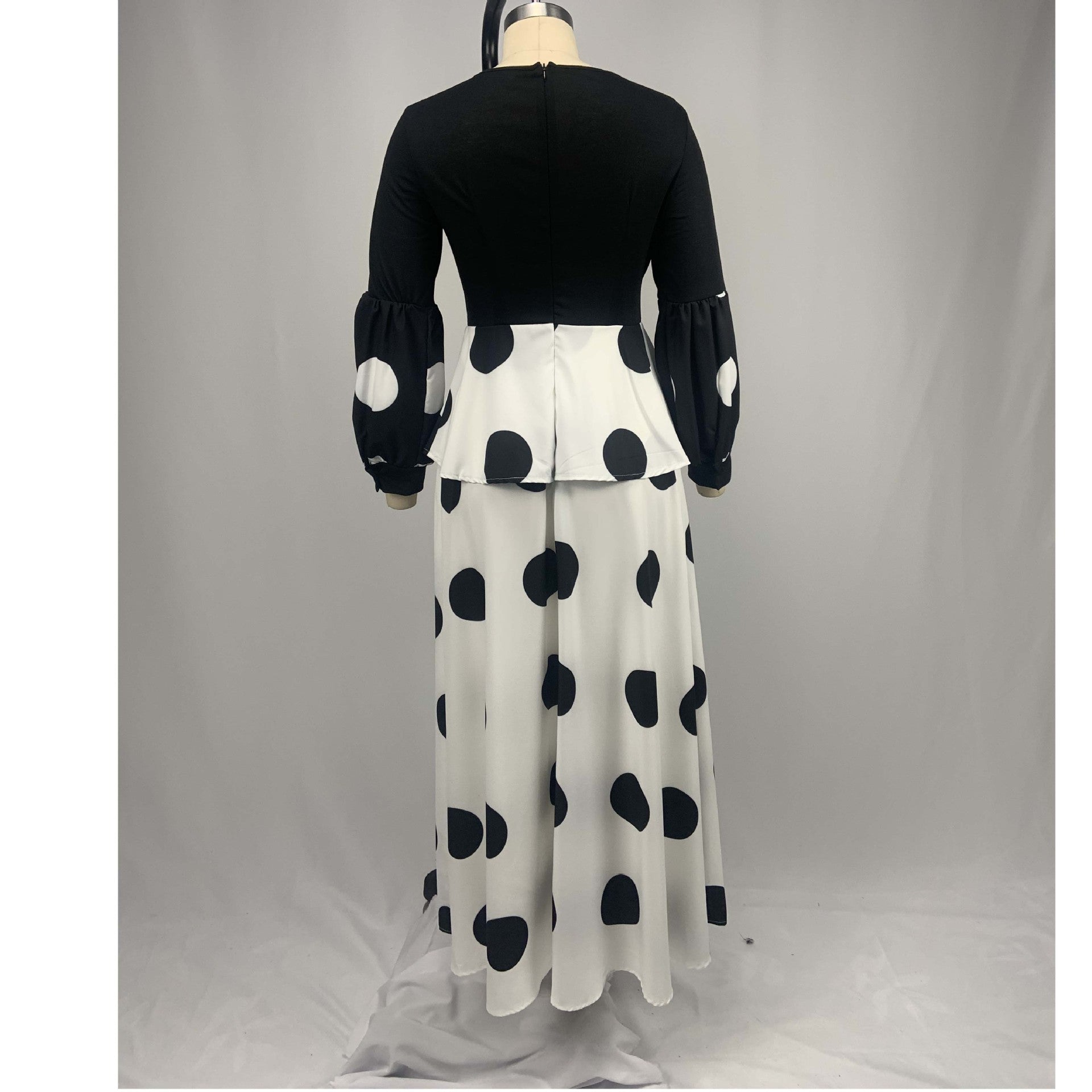 European & American Women's High Waist Mesh Dot Print Long Dress - Cross Border Fashion for Parties, Weddings & Evening Events