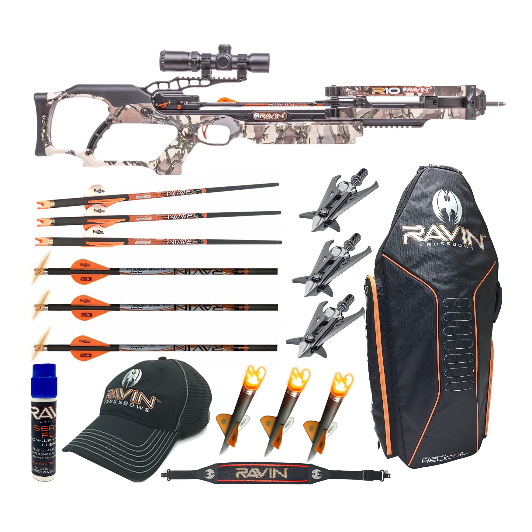 RAVIN R10 400 FPS Crossbow with Predator Camo - High-Speed Hunting Crossbow Kit (Includes 8 Accessories) for Deer Hunting & Outdoor Target Practice