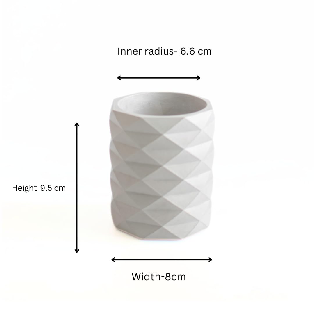 Dwell Dapper Geometric Concrete Toothbrush Holder - Handcrafted Multi-Purpose Organizer for Bathroom & Office (Pen Holder, Remote Control Stand) - Modern Grey Home Decor for Countertop & Desk Organization
