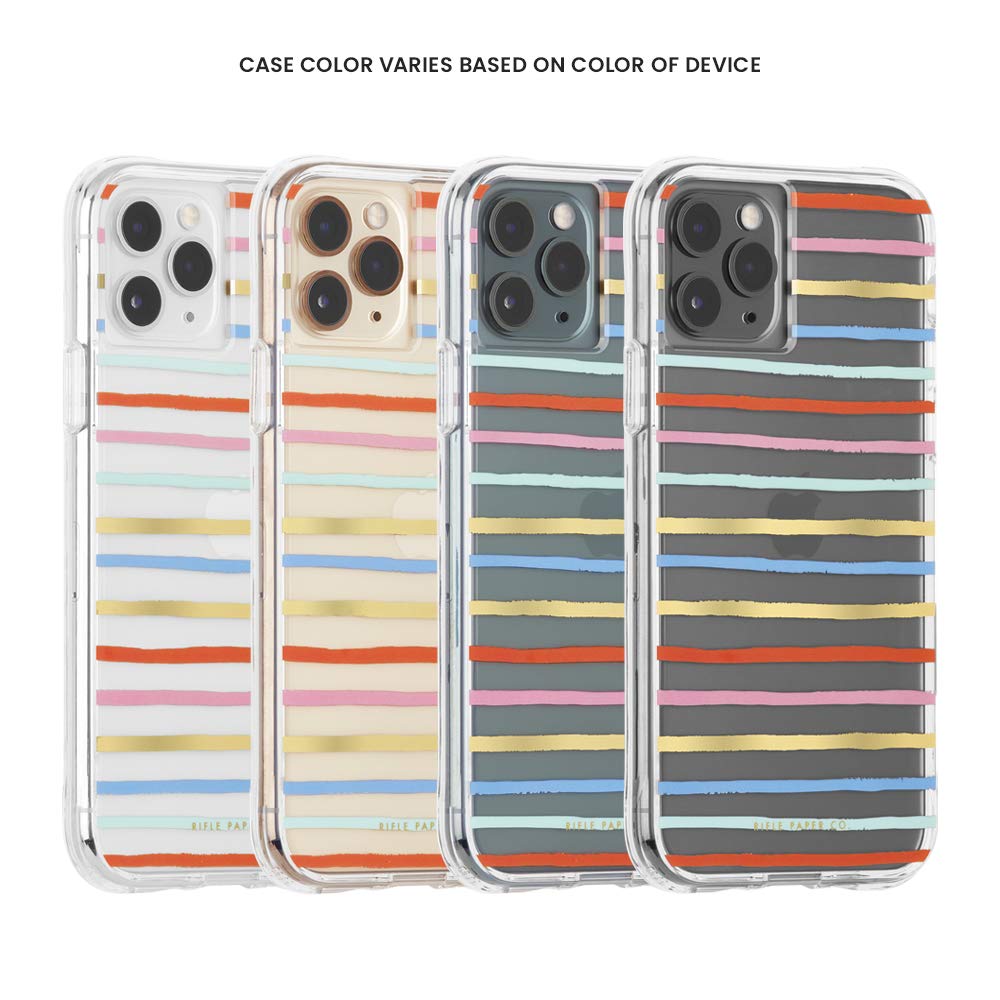 RIFLE PAPER CO. iPhone 11 Pro Max Case with Gold Foil Accents for 6.5 Inch - Happy Stripes Design - Stylish Protective Cover for Everyday Use & Gift Giving