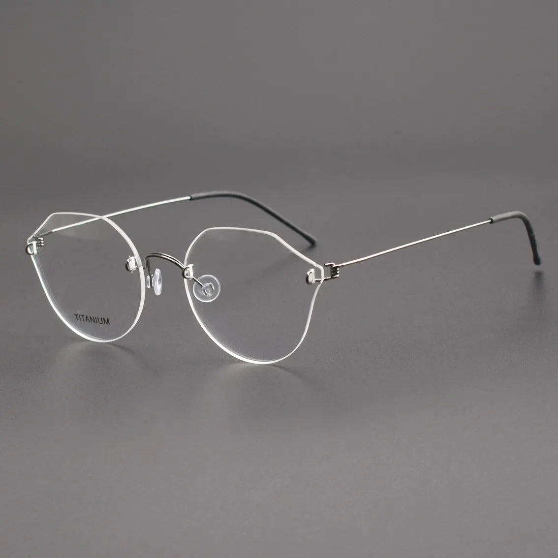 Aror Women's Rimless Flat Top Round Cat Eye Titanium Eyeglasses Frame 2375 - Lightweight & Durable for Reading, Work, and Fashion Accessories