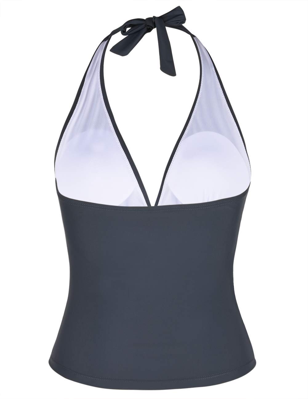 Mycoco Women's Halter V-Neck Shirred Tankini Swim Top - Sexy Beachwear for Pool, Vacation & Summer Water Activities