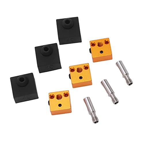 High-Quality 3D Printer Aluminum Heater Block Kit - 3 Sets with Durable Quick Cooling Stainless Steel Throat & Silicone Sock for CR10S, S4, S5 - Perfect for 3D Printing, DIY Projects & Rapid Prototyping
