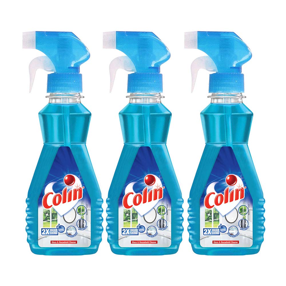 Colin Glass Cleaner Pump Spray - 125ml (3-Pack) | Streak-Free Cleaning for Windows, Mirrors & Glass Surfaces | Home & Office Use