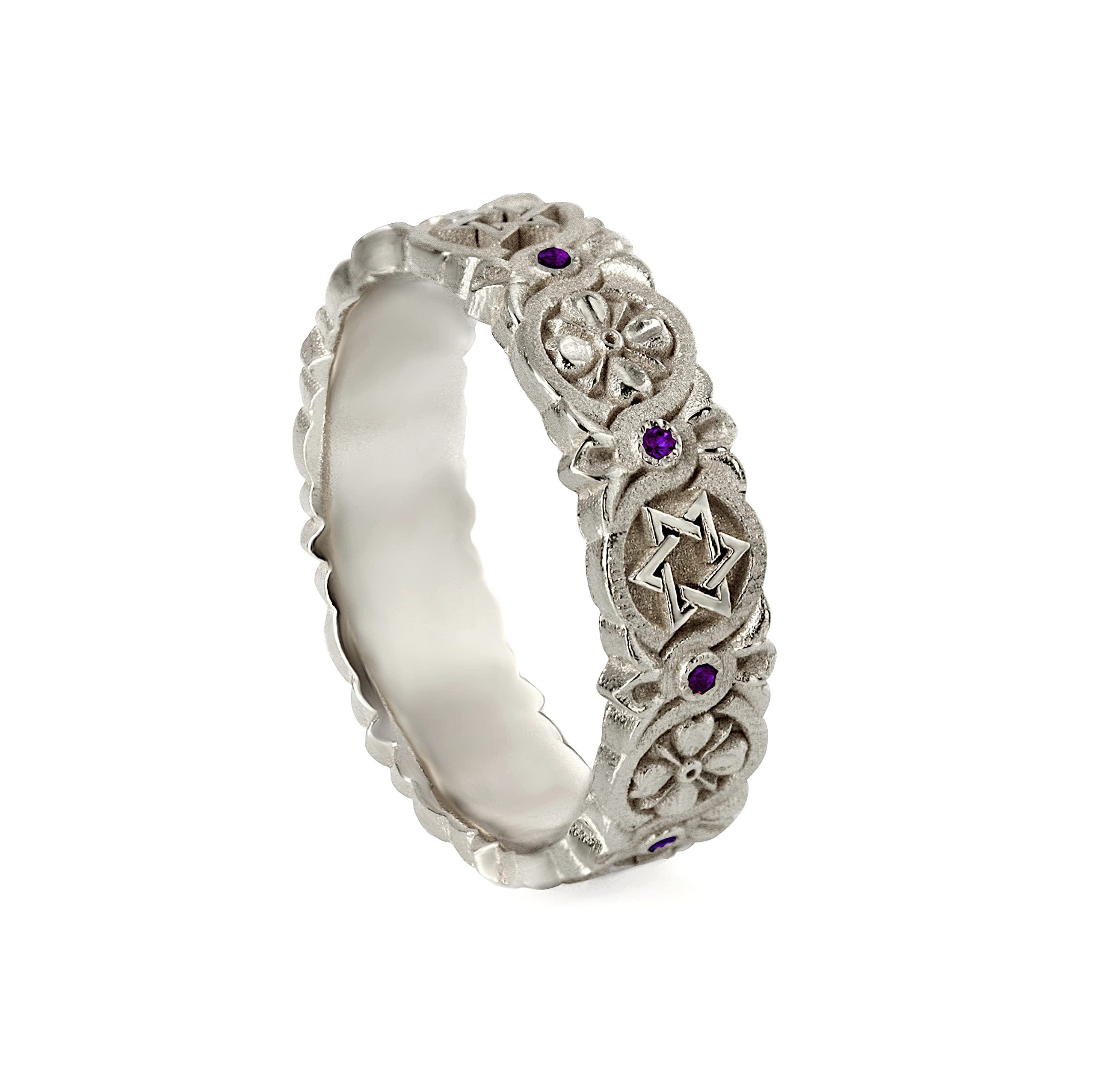 Silver David Star Magen David Gemstone Ring for Women - Elegant Israeli Jewish Jewelry for Holidays, Weddings & Special Occasions