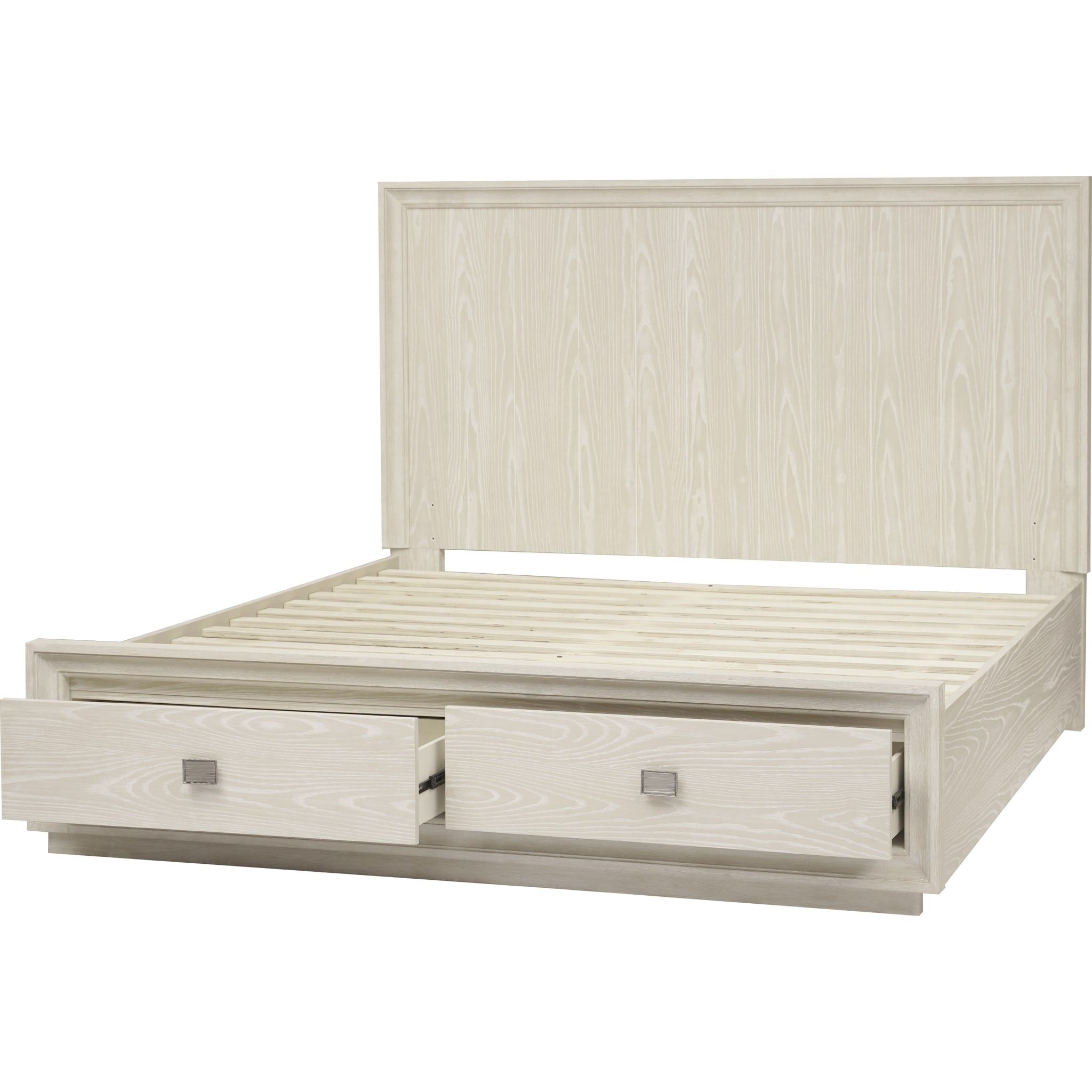 Maxime Two Drawer Footboard Storage Platform Bed Frame - Ash Wood Queen Size with Underbed Storage Drawers for Bedroom Organization | Space Saving Solution for Small Rooms & Apartments