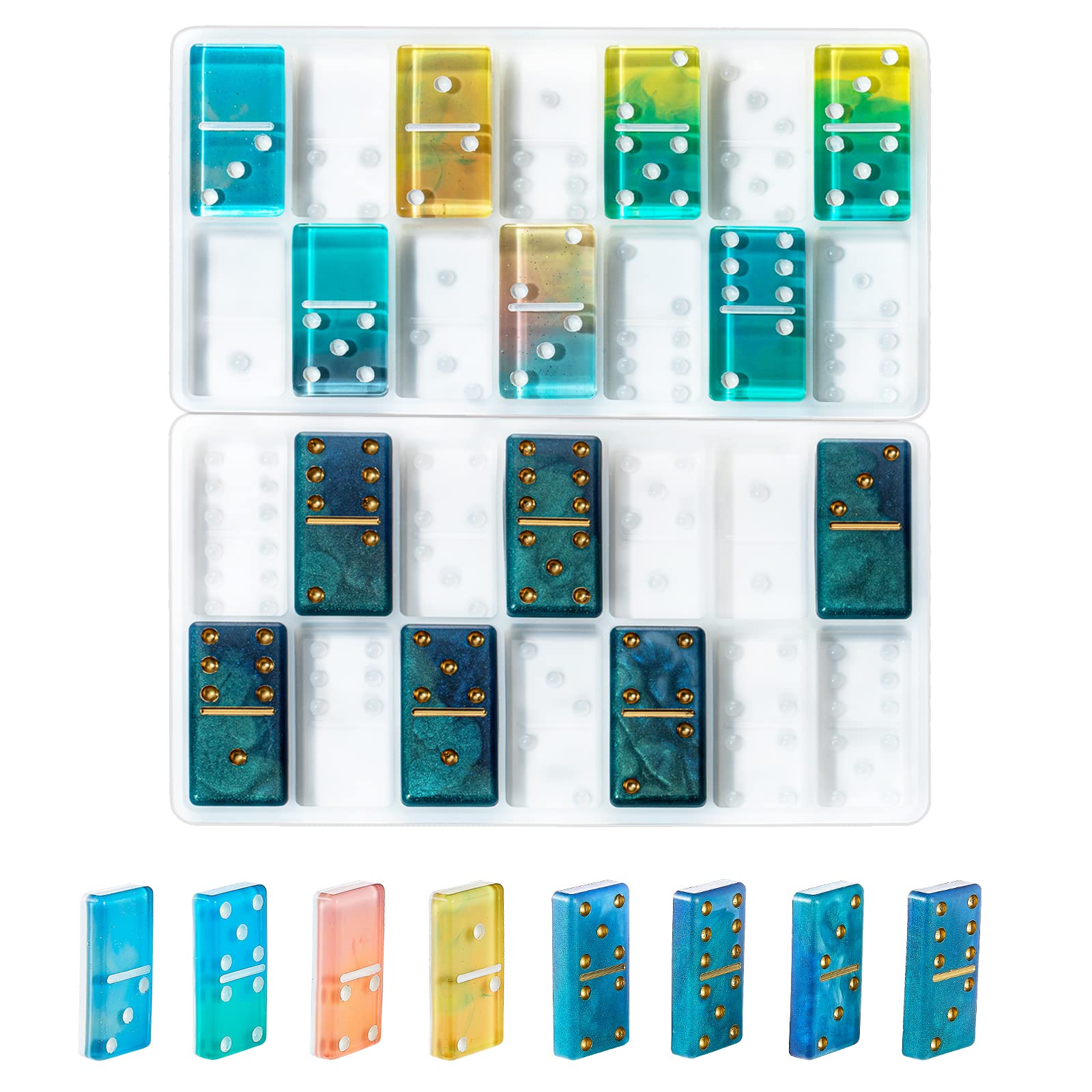 Premium 28-Cavity Silicone Domino Molds for Resin Casting - Standard Size Epoxy Resin Molds for DIY Jewelry, Home Decor & Board Game Accessories - Perfect for Crafting, Gifts & Art Projects