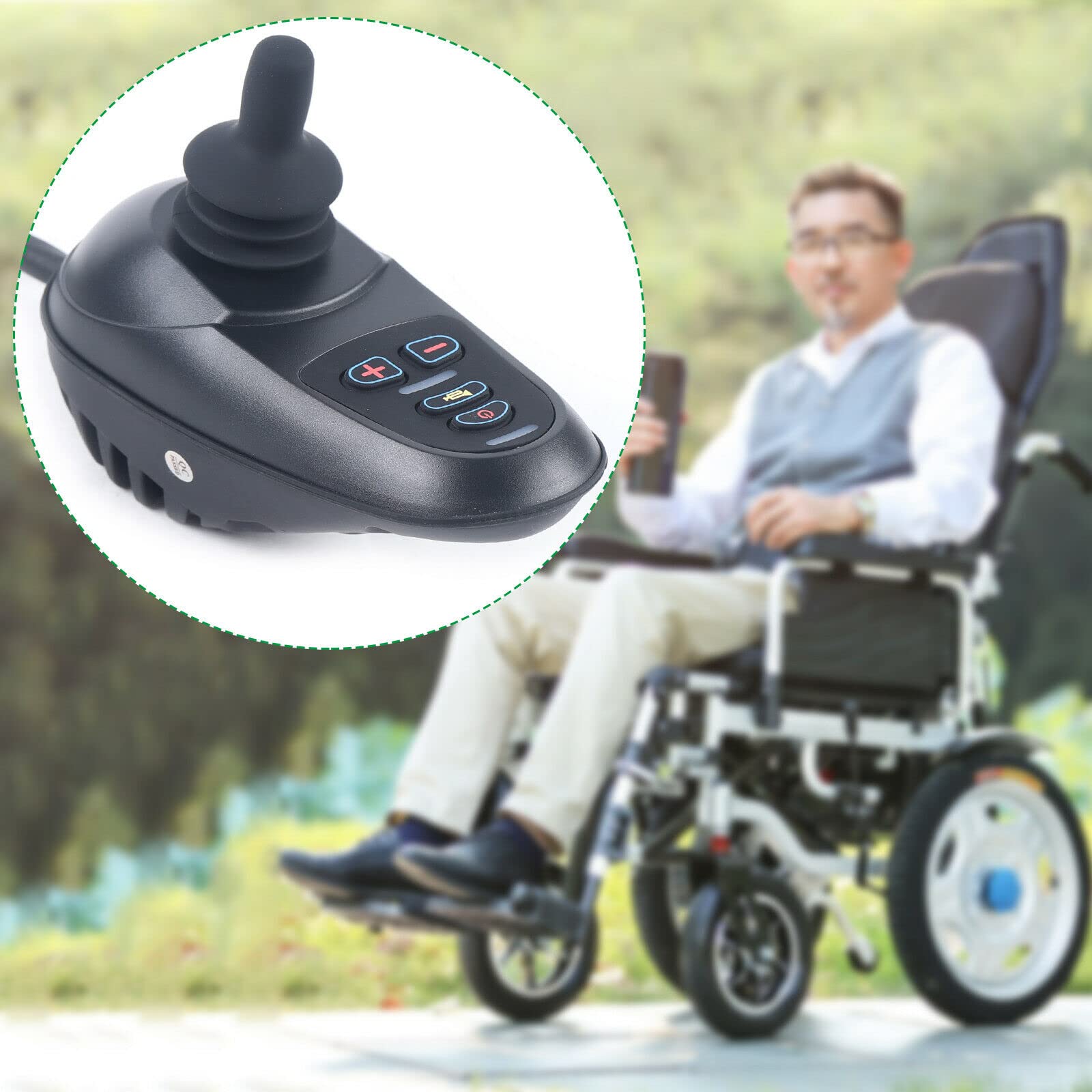 24V DC Waterproof Electric Power Wheelchair Joystick Controller - 4-Key LED Command Drive Control Replacement Part for Mobility Scooters & Wheelchairs | Ideal for Indoor/Outdoor Use, Hospitals & Home Care