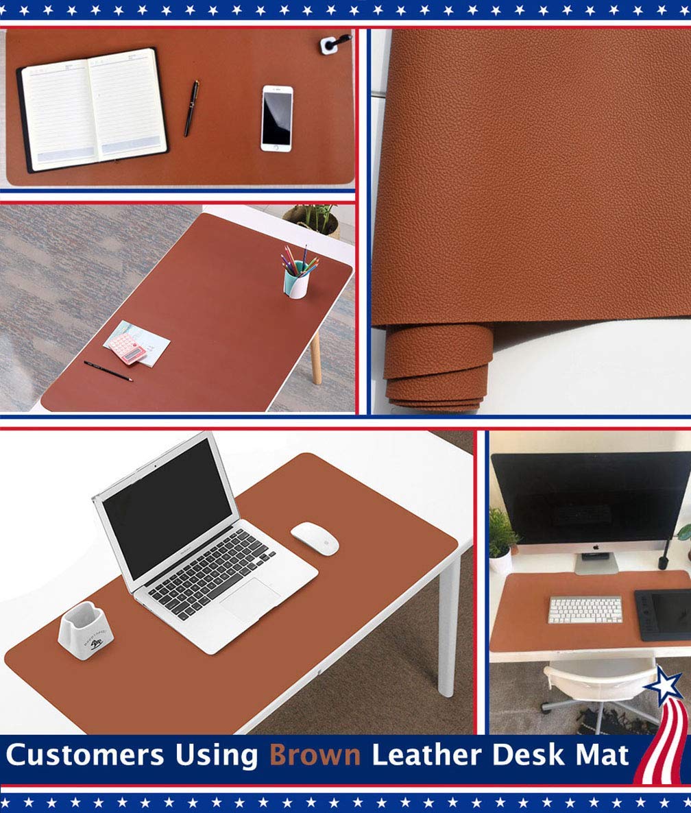 24 x 60 Inch Large Desk Mat - Non-Slip PU Leather Desk Pad for Laptop, Computer & Gaming | Waterproof Keyboard Mouse Pad & Writing Surface Protector for Office, Home & School (Black)