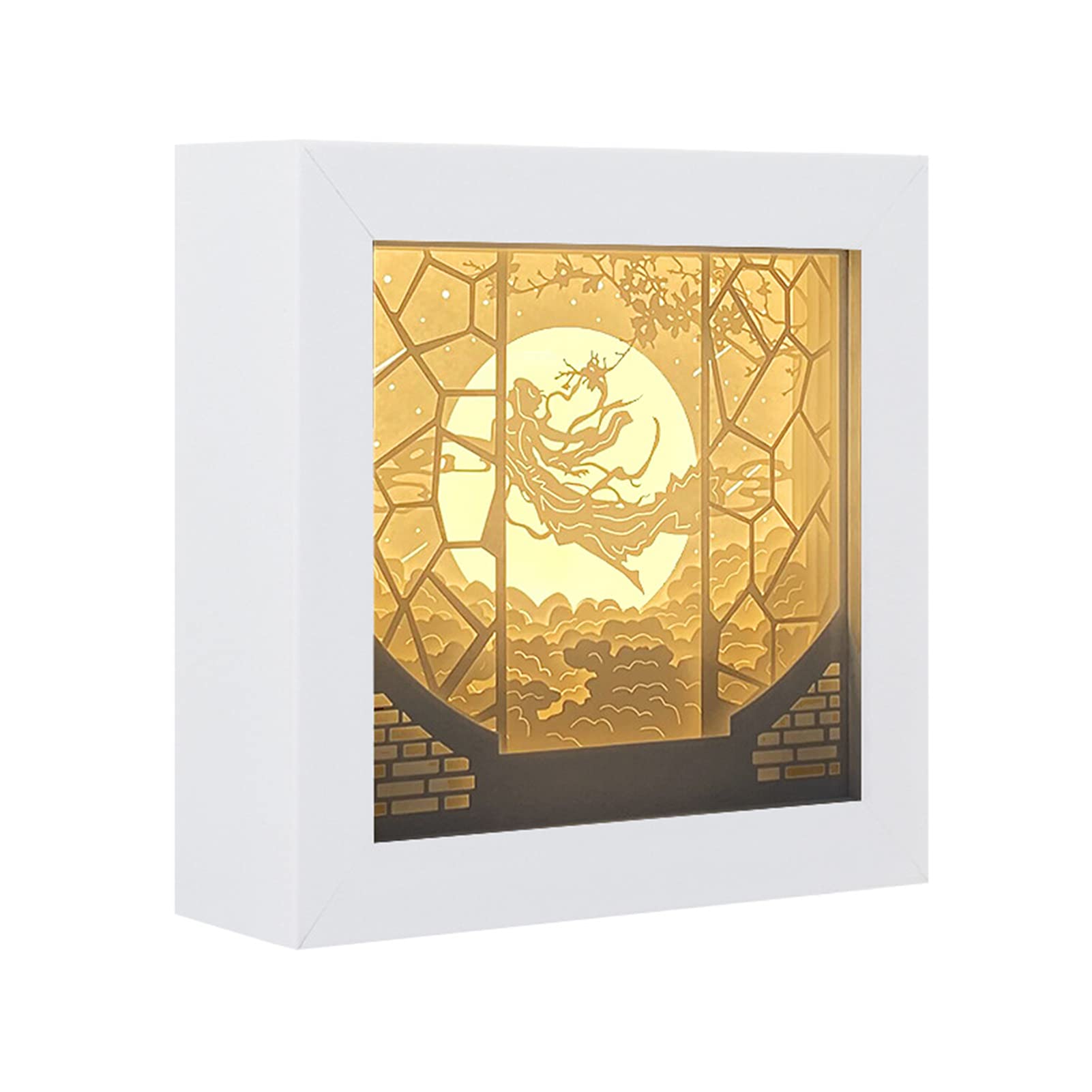 3D Paper Carving Table Lamp - Creative Night Light with Light and Shadow Effects, Handmade Papercut Light Box for Home, Bedroom, Kids Room Decor - Perfect Mood Lighting for Relaxation & Gift Giving