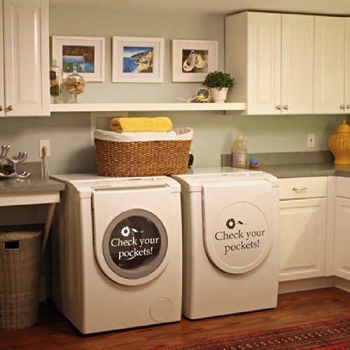 Vinyl Laundry Room Wall Decal - Inspirational Washhouse Quote Sticker for Front/Top Load Washers (White) | Perfect for Laundry Room Decor & Home Organization