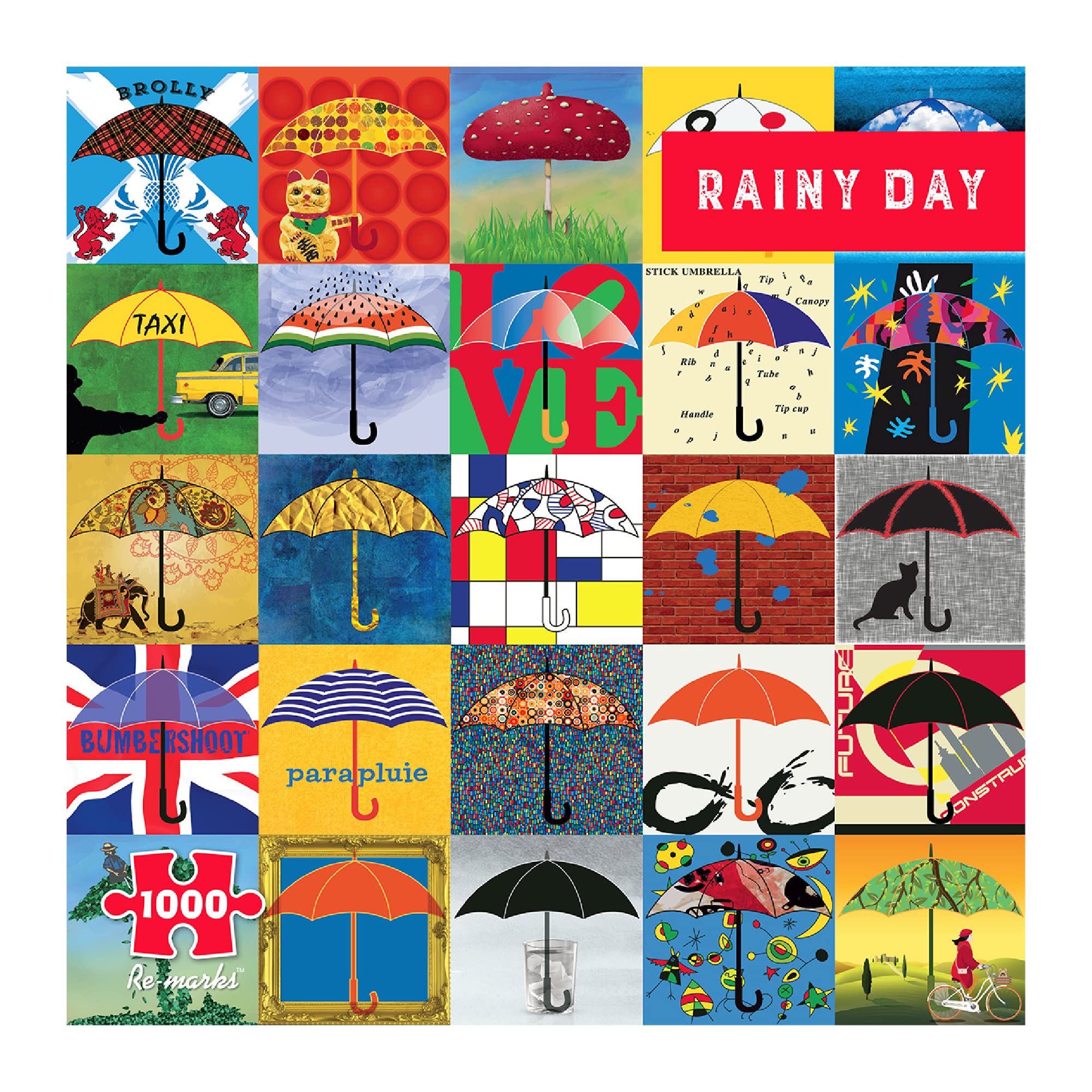 Re-marks Rainy Day Collage 1000-Piece Jigsaw Puzzle for Adults & Families - Perfect for Relaxation, Stress Relief & Quality Family Time