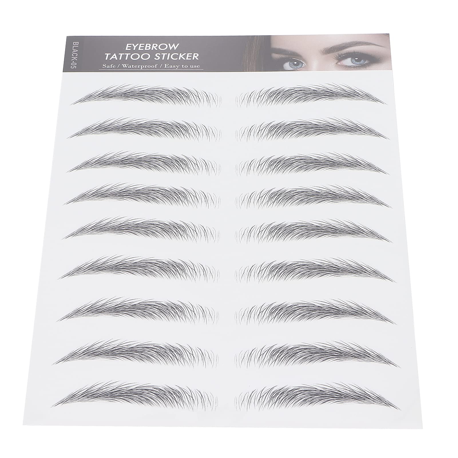 Long Lasting Eyebrow Tattoo Stickers - Waterproof & Smudge-Proof Temporary Eyebrow Transfers for Women (Black-05) | Perfect for Daily Makeup, Cosplay, and Special Occasions