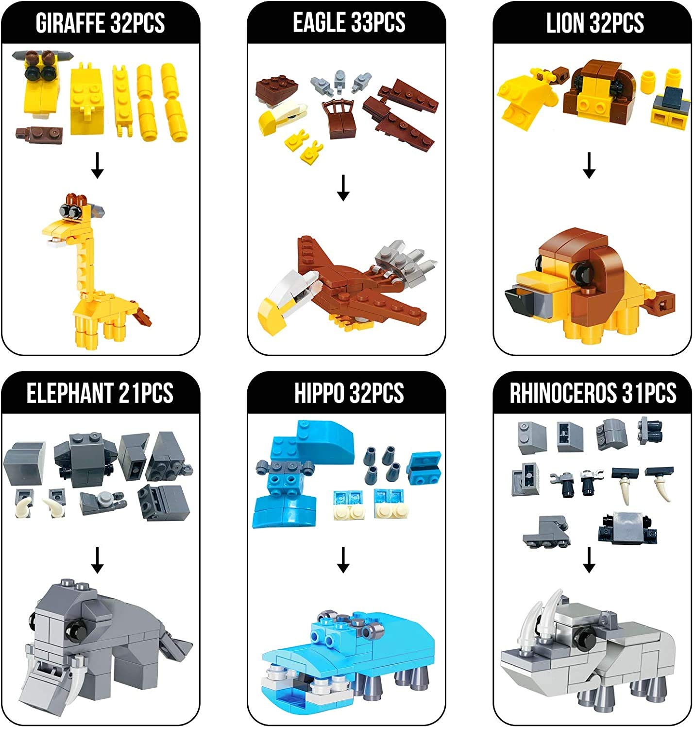 12Pcs Safari Animal Building Blocks Easter Eggs - Pre Filled Easter Basket Stuffers, Easter Party Favors & Classroom Prize Toys for Kids | Perfect for Easter Egg Hunts, Birthday Parties & STEM Learning Activities