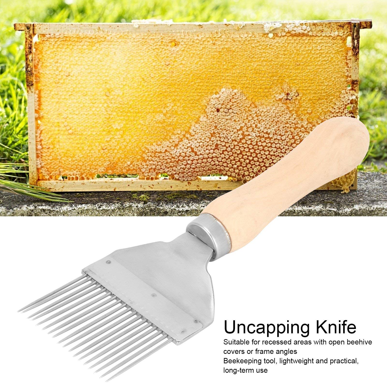 2PCS Stainless Steel Bee Honey Uncapping Fork - 18 Tines Beekeeping Tool for Honey Comb Extraction | Durable Honey Cutter for Beekeepers | Perfect for Harvesting, Processing & Extracting Honey from Honeycombs