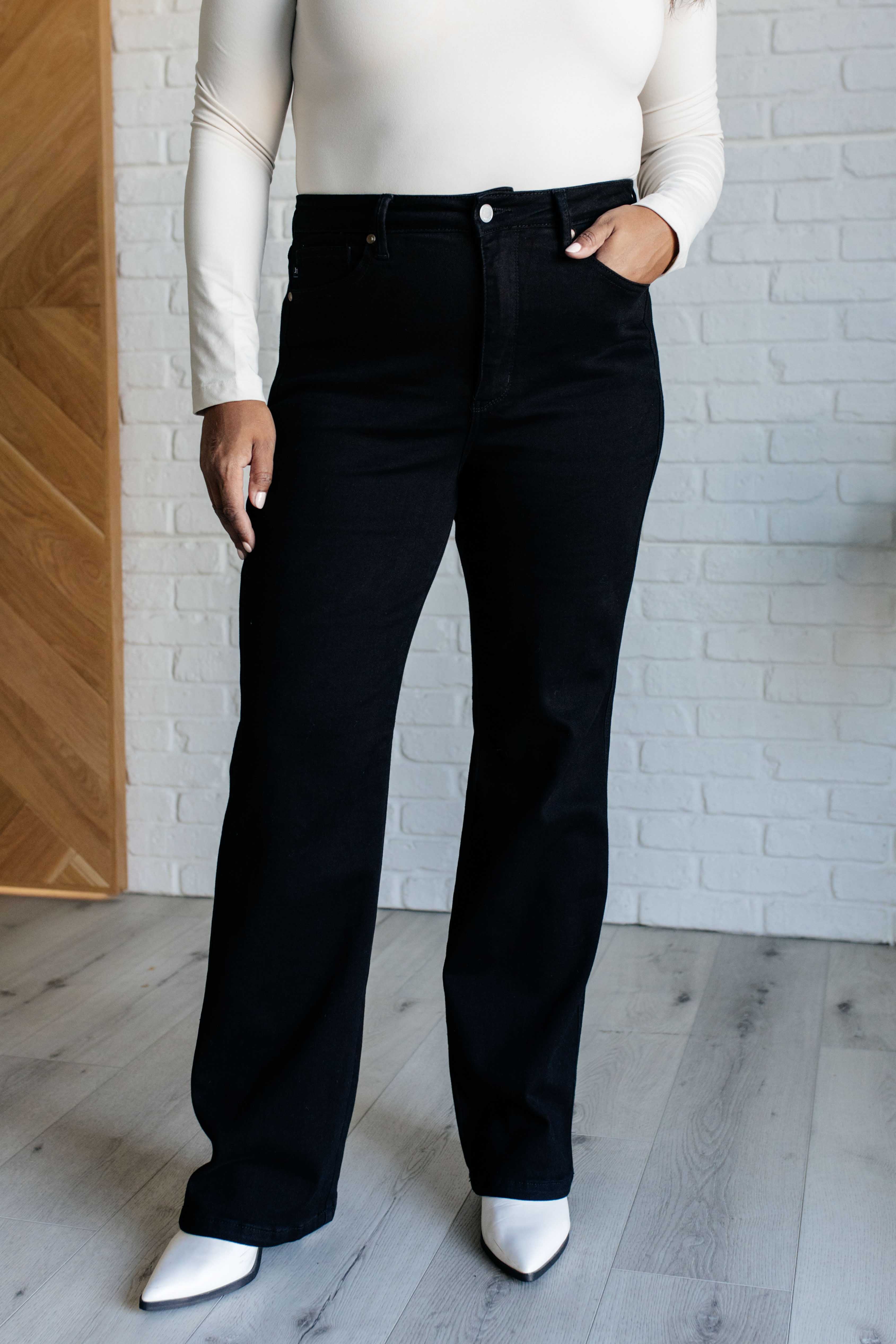 Angelica High Rise Control Top Classic Straight Jeans for Women - Slimming Tummy Control Denim Pants for Casual Wear & Everyday Outfits