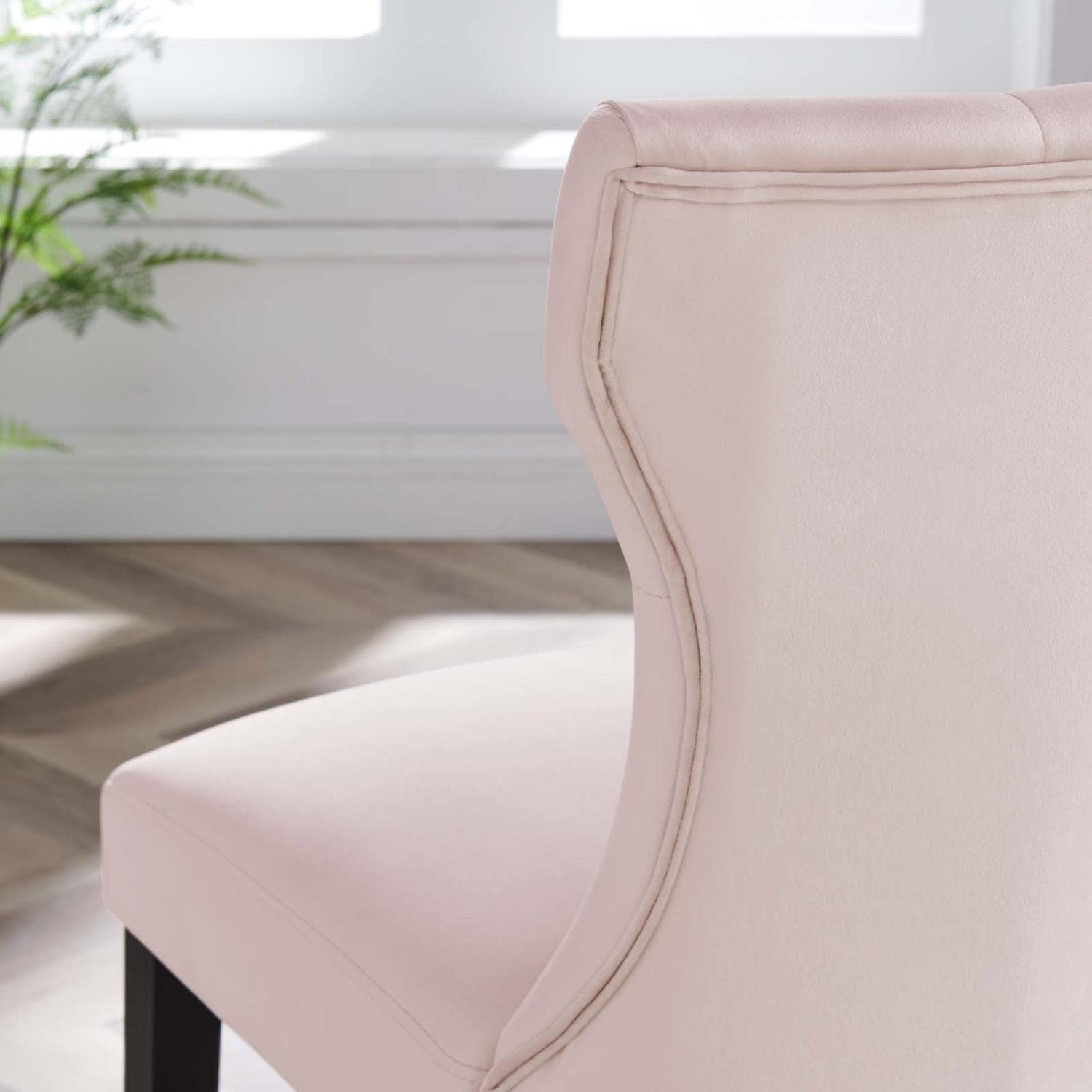 Modway Silhouette Velvet Dining Chairs - Set of 2, Pink Upholstered Modern Kitchen Chairs with Metal Legs (EEI-5014-PNK) - Perfect for Dining Room, Breakfast Nook & Small Space Decor