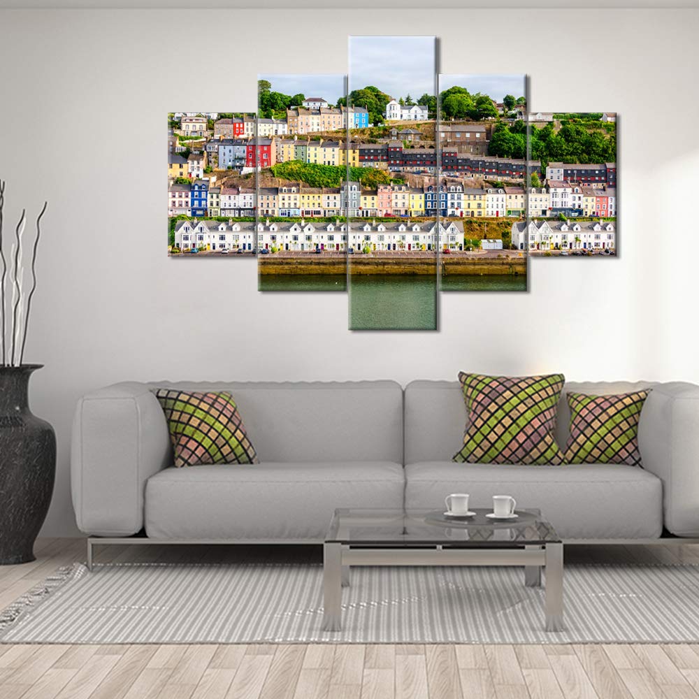 Premium 5-Panel Wall Art for Living Room - Modern Framed & Stretched Canvas Painting (60''W x 40''H) - Ready to Hang Home Decor for House, Apartment & Office | Perfect for Coastal, Irish & Contemporary Interior Design Styles