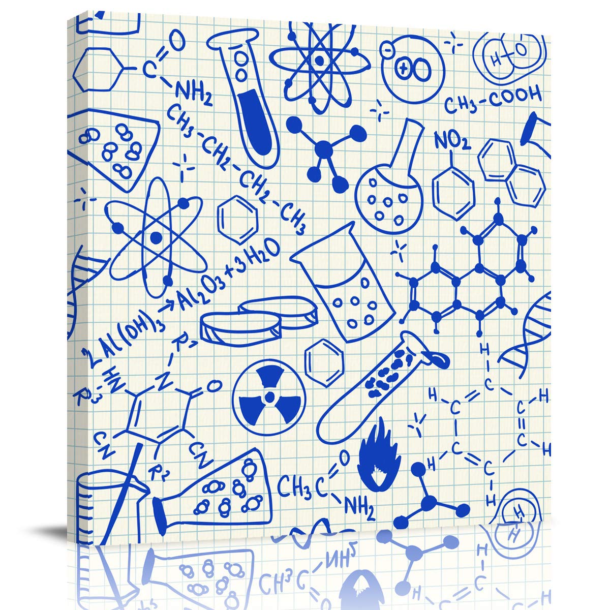 Framed Canvas Wall Art - Chemical Instruments & Formulas Print - 28x28 Inch Bathroom & Office Decor - Perfect for Living Room, Study or Laboratory Spaces