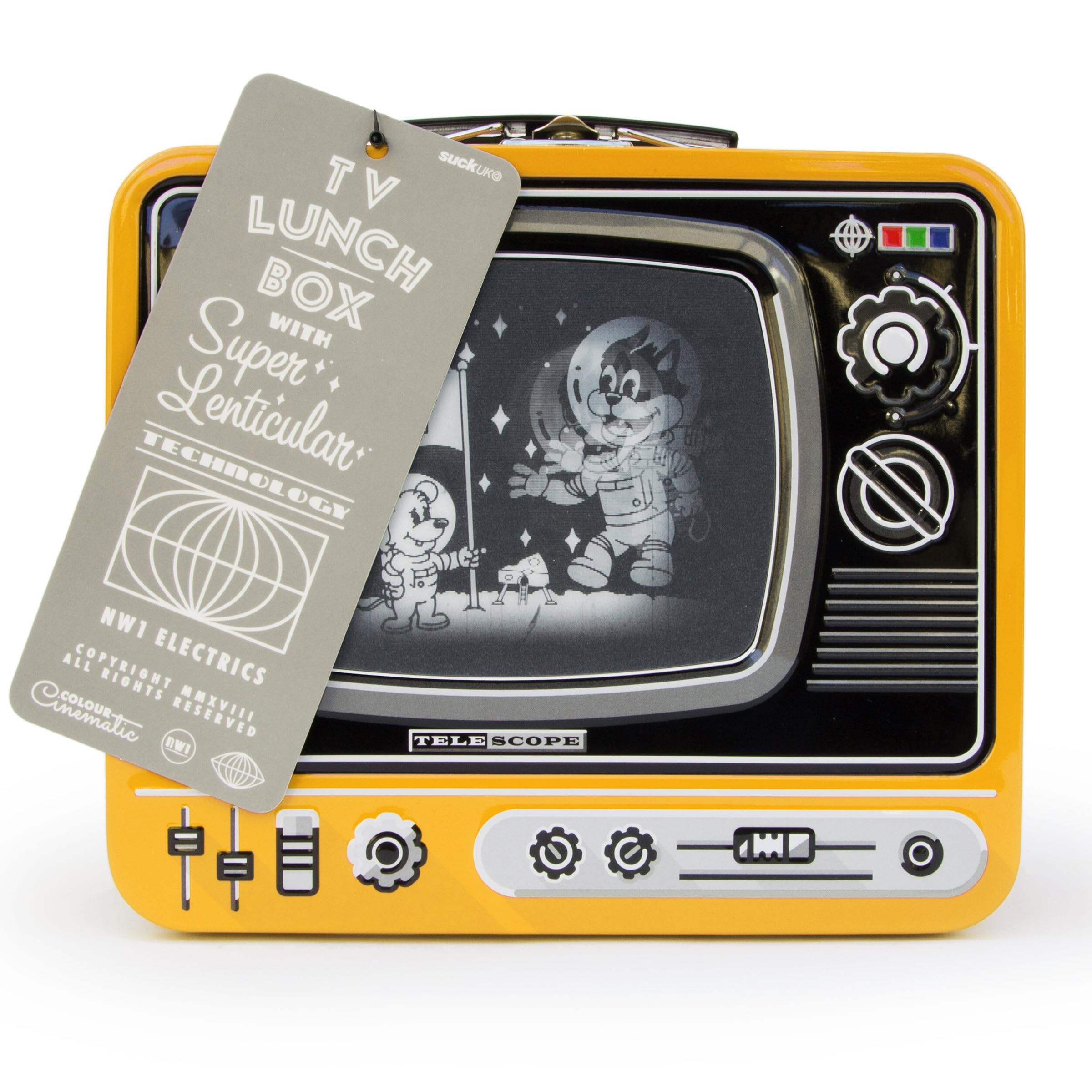 Suck UK TV Lunch Box - Reusable Bento Box for Kids, Toddlers & Adults | Leak-Proof Lunch Containers & Snack Storage | Perfect for School, Work, Picnics & Travel | Microwave Safe Food Container - Yellow