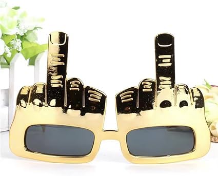 1Pc Golden Tricky Middle Finger Sunglasses - Women's Funny Novelty Eyewear for Parties, Halloween & Costume Events - Creative Flip Off Hand Shape Sunglasses for Bachelorette, Girls Night Out & Prank Gifts