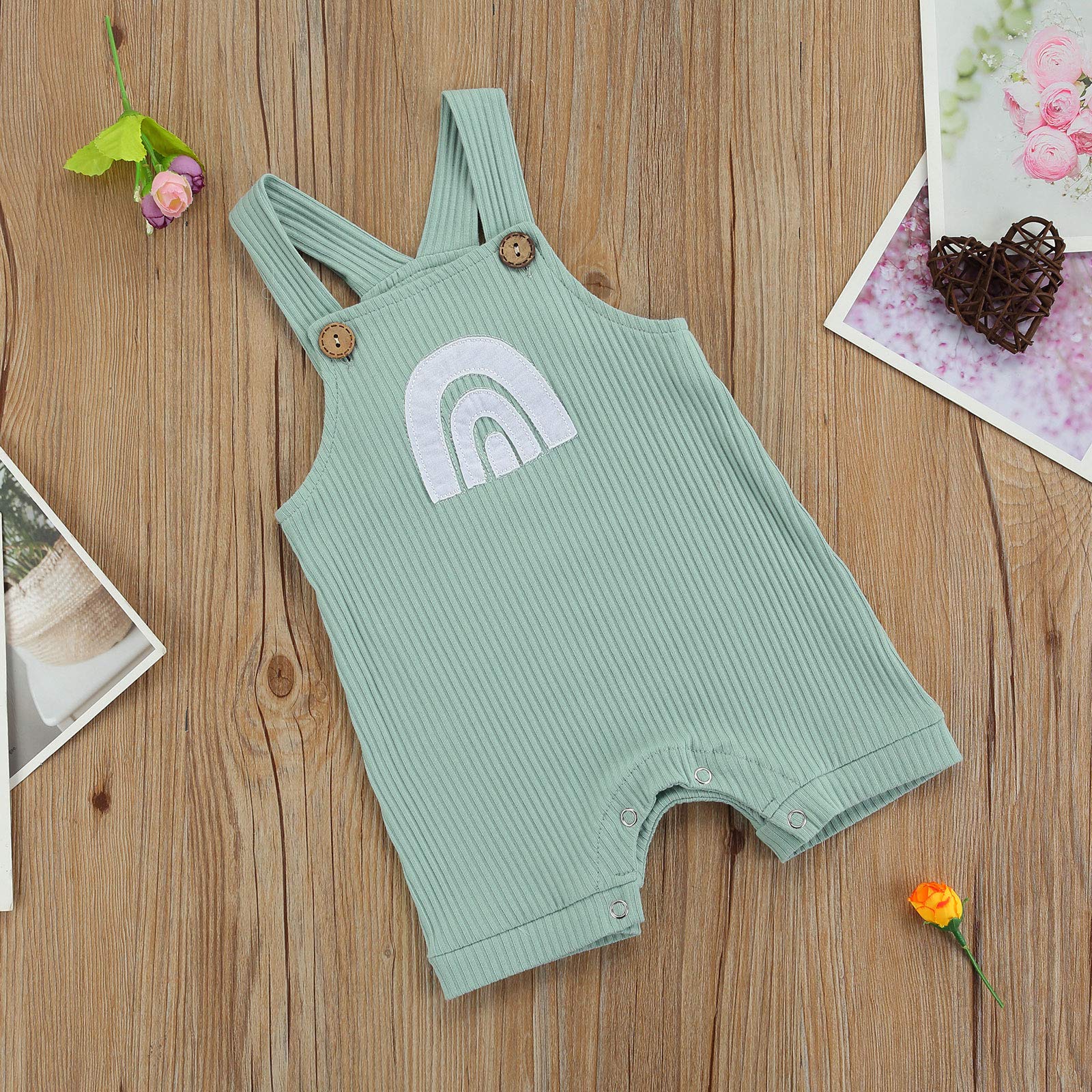 WASAIGOOD Unisex Baby Romper - Ribbed One-Piece Jumpsuit for Newborns & Infants (0-24 Months) | Soft Cotton Rainbow Outfit for Boys & Girls | Perfect for Playtime, Photo Shoots & Everyday Wear