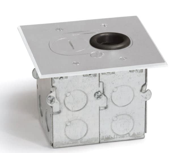 Concealed Plug Recessed Floor Box - 15A Duplex Outlet with Screw Plugs (Aluminum) - Ideal for Home Theater, Office & Commercial Floor Power Solutions
