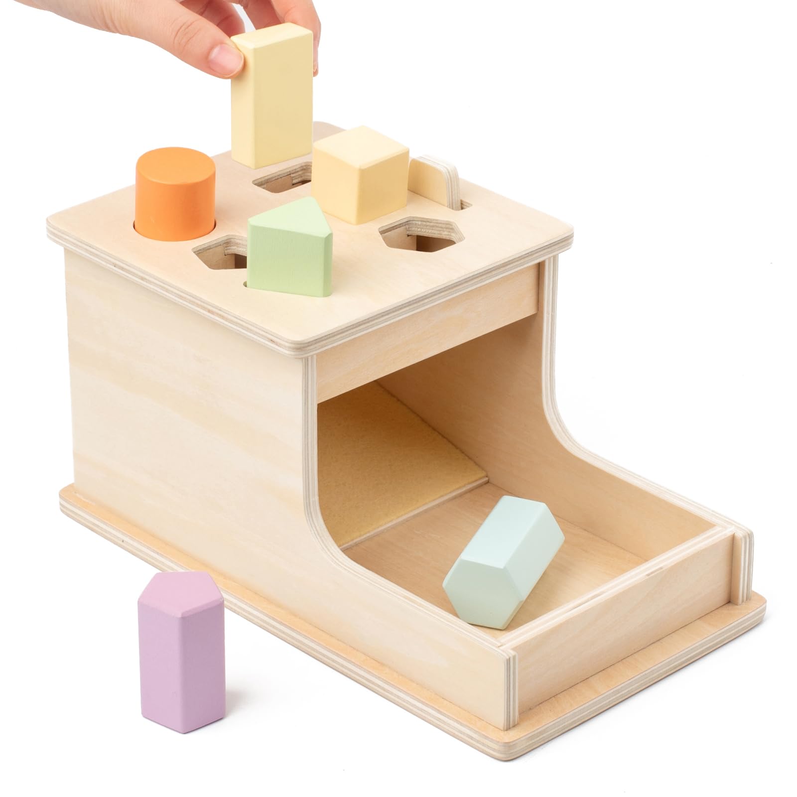 Montessori Object Permanence Box with 6 Wooden Blocks - Educational Baby Toys for 6-12 Months & 1-3 Year Olds - Ball Drop Toy for Toddler Learning & Fine Motor Skills Development - Perfect for Home Preschool & Daycare Activities
