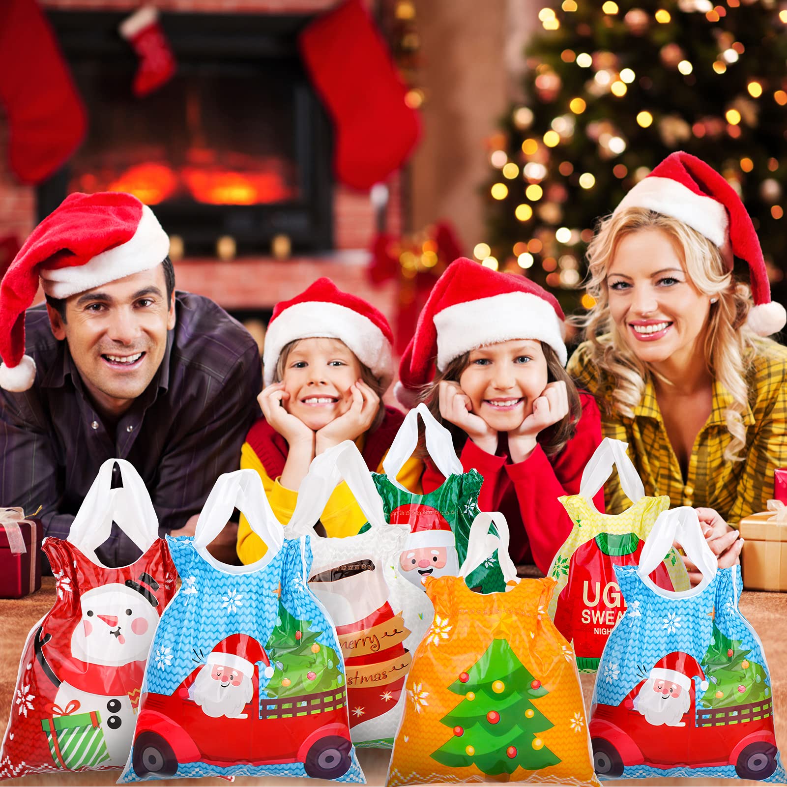 Zayvor 30 Pack Christmas Drawstring Gift Bags - Festive Holiday Treat Pouches for Candy, Party Favors & Decorations | Perfect for Xmas Wrapping, Goodie Bags & Seasonal Celebrations