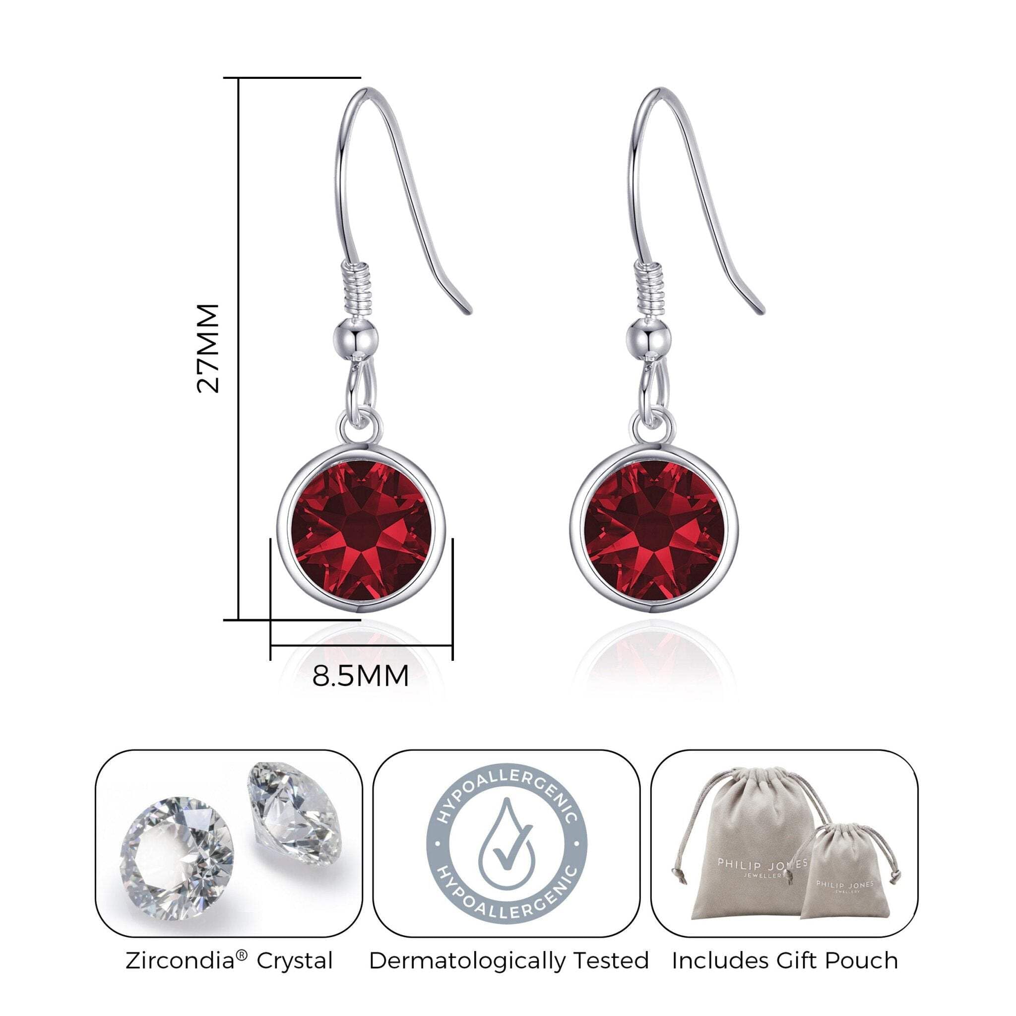 Garnet Zirconia Drop Earrings - January Birthstone Jewelry for Women