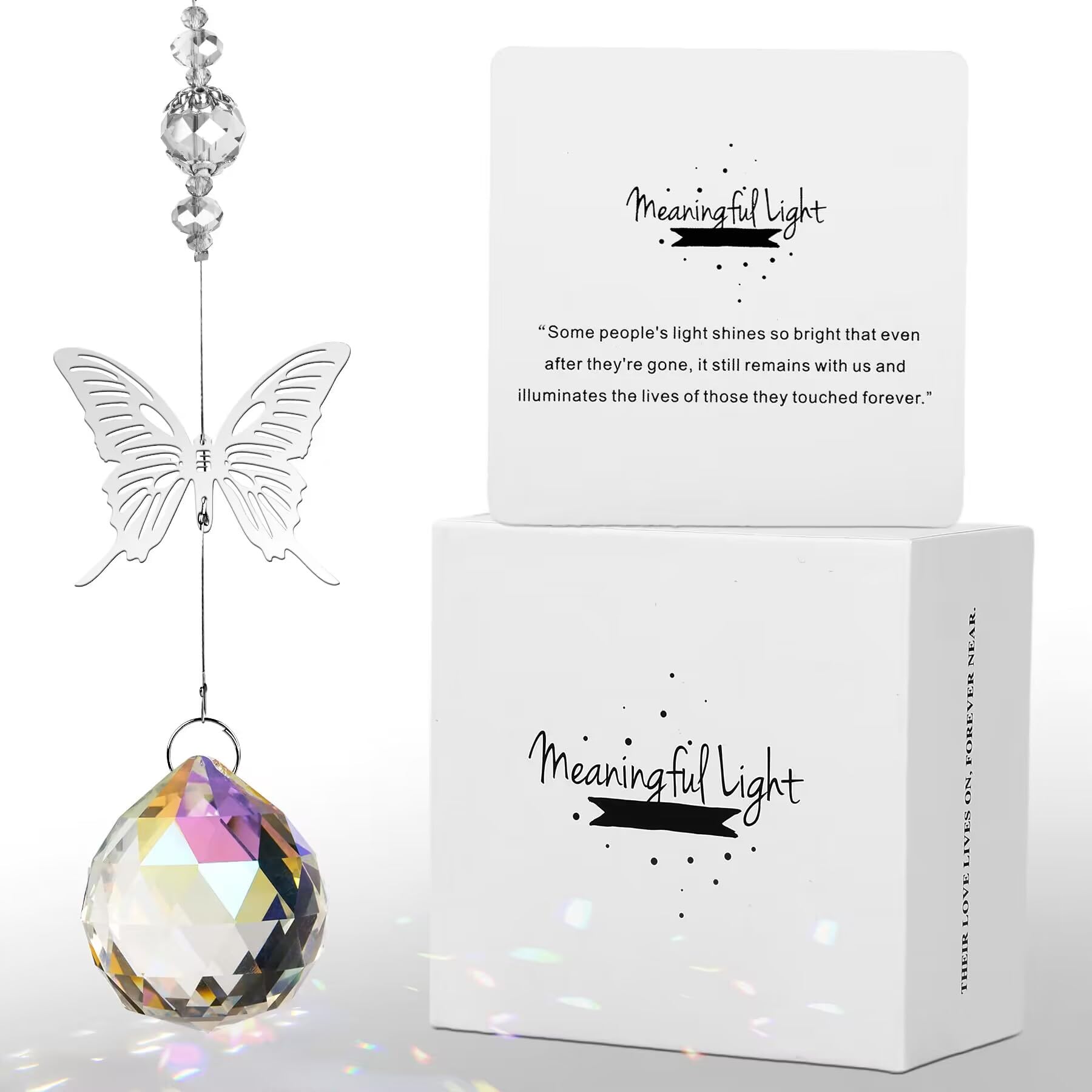 40mm Crystal Ball Suncatcher - Unique Sympathy Gifts for Loss of Loved One, Memorial Gifts for Funeral, Bereavement Gifts for Mom Dad Husband Son | Rainbow Prism Light Catcher for Healing & Remembrance