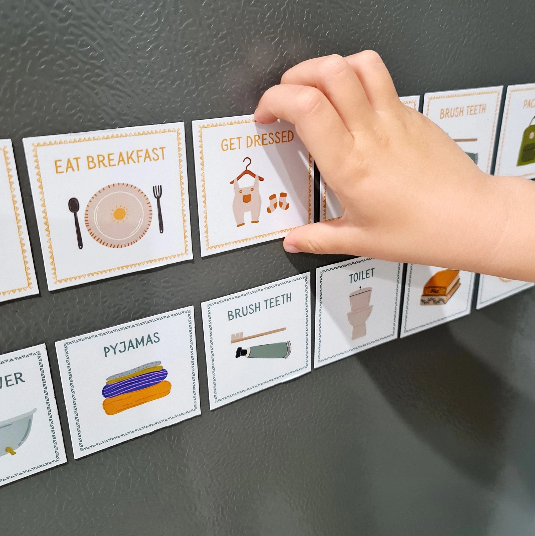 Creative Sprout Magnetic Morning & Evening Routine Cards - 20 Pack for Kids' Daily Schedule & Chore Organization - Perfect for Home, School & Travel