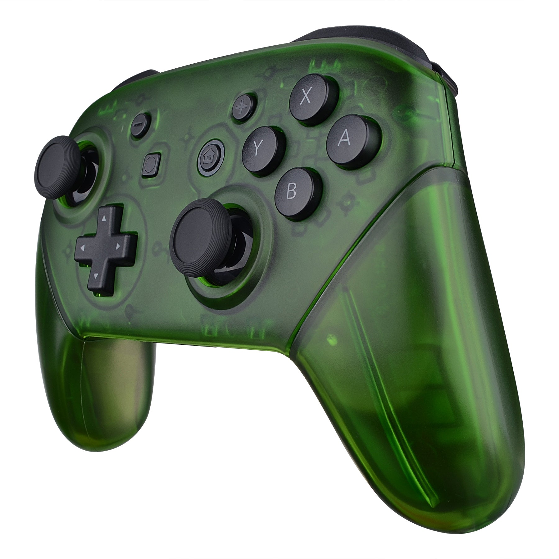 eXtremeRate Clear Green Faceplate & Backplate Replacement for Nintendo Switch Pro Controller - DIY Custom Shell Kit (Controller Not Included) - Perfect for Gaming, Modding, and Personalization