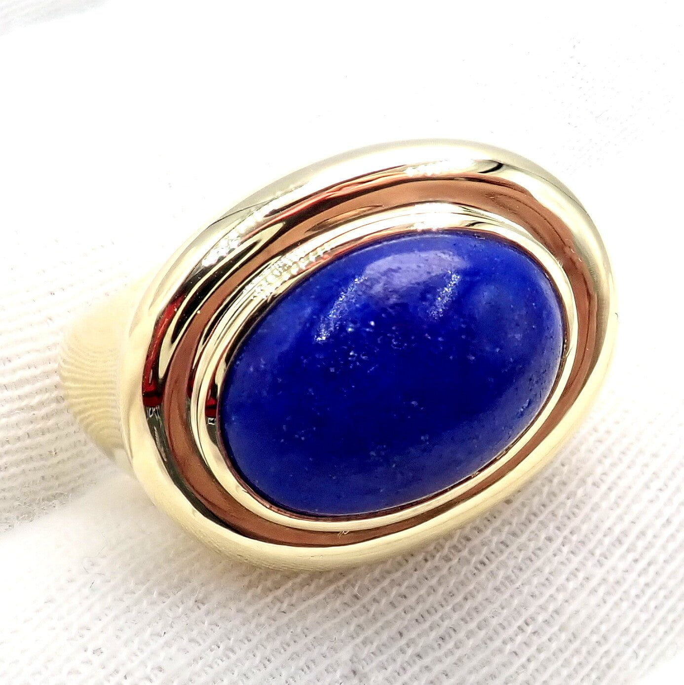 Authentic Tiffany & Co Paloma Picasso 18k Yellow Gold Large Lapis Oval Ring - Luxury Statement Jewelry for Women, Perfect for Weddings, Anniversaries & Special Occasions
