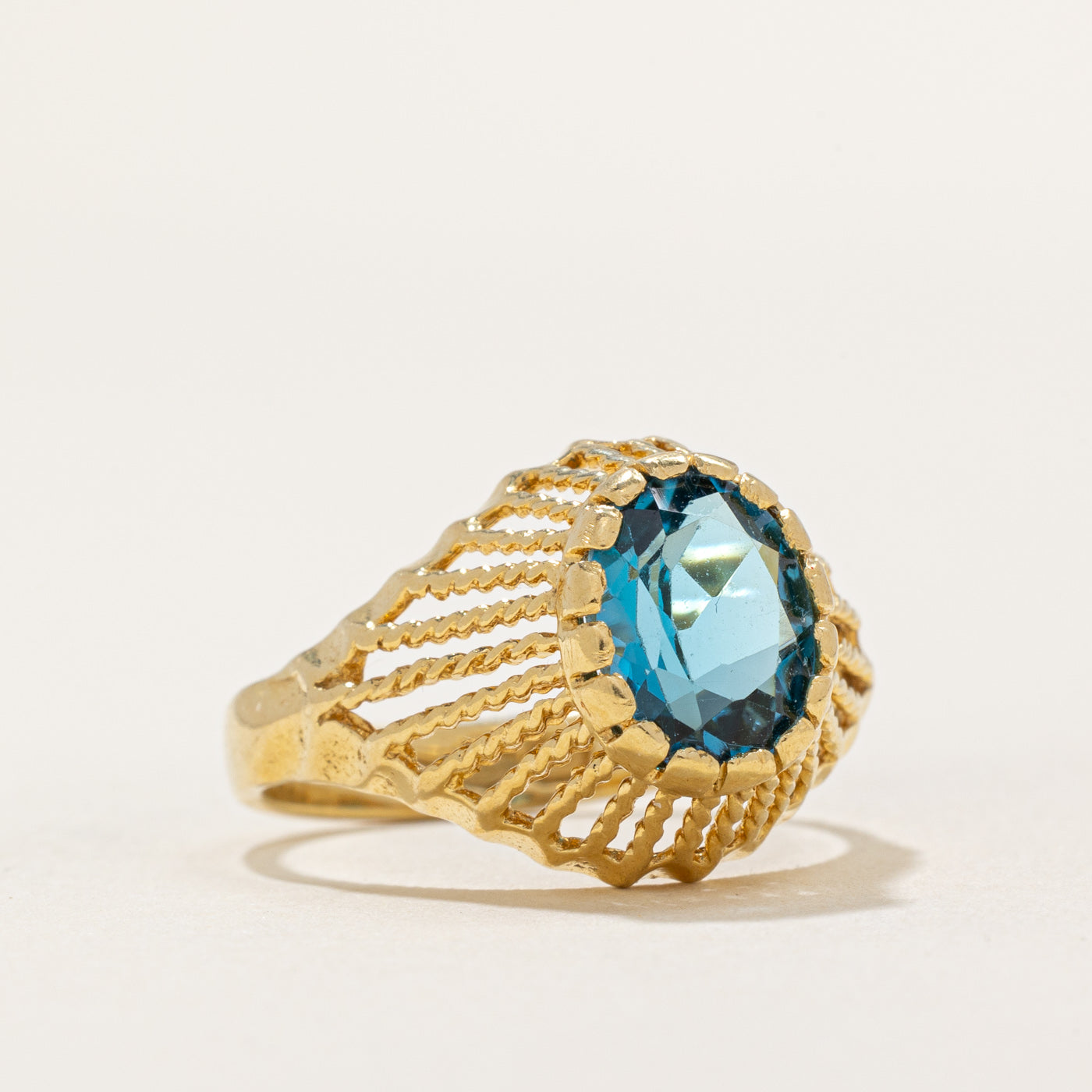 Topaz Textured Dome Ring - 1.60ct Genuine Blue Topaz Jewelry - Size 7 - Elegant Statement Ring for Women - Perfect for Weddings, Parties & Special Occasions