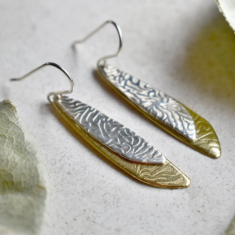 Stylish Silver & Brass Double Drop Earrings for Women - Elegant Dangling Jewelry for Parties, Weddings & Evening Events