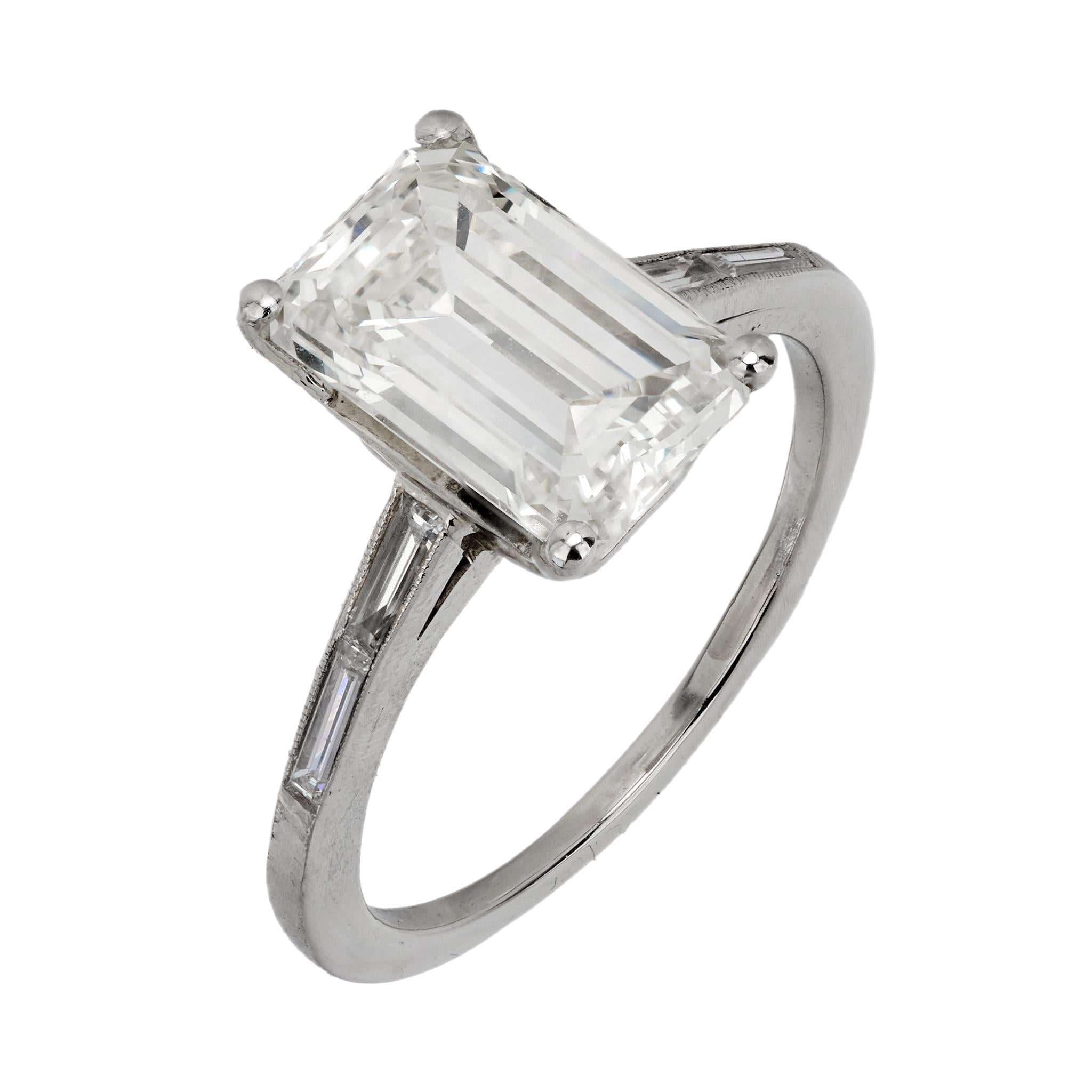 3.21 Carat GIA Certified Emerald Cut Diamond Platinum Engagement Ring for Women - Perfect for Proposals, Weddings & Anniversaries
