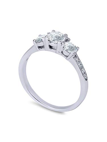 1/2 Carat Three Stone Round Diamond Engagement Ring in 14K White Gold - Perfect for Proposals, Anniversaries & Special Occasions
